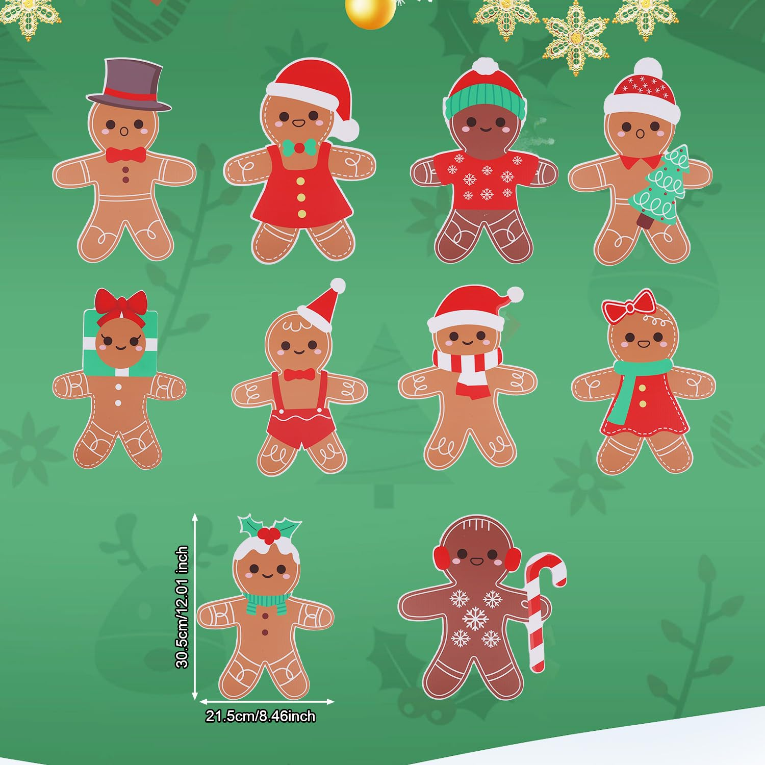 10Pcs Gingerbread Christmas Decorations, Gingerbread Man Christmas Yard Signs with Stakes for Lawn Pathway Patio Indoor & Outdoor Xmas Decor image number 2