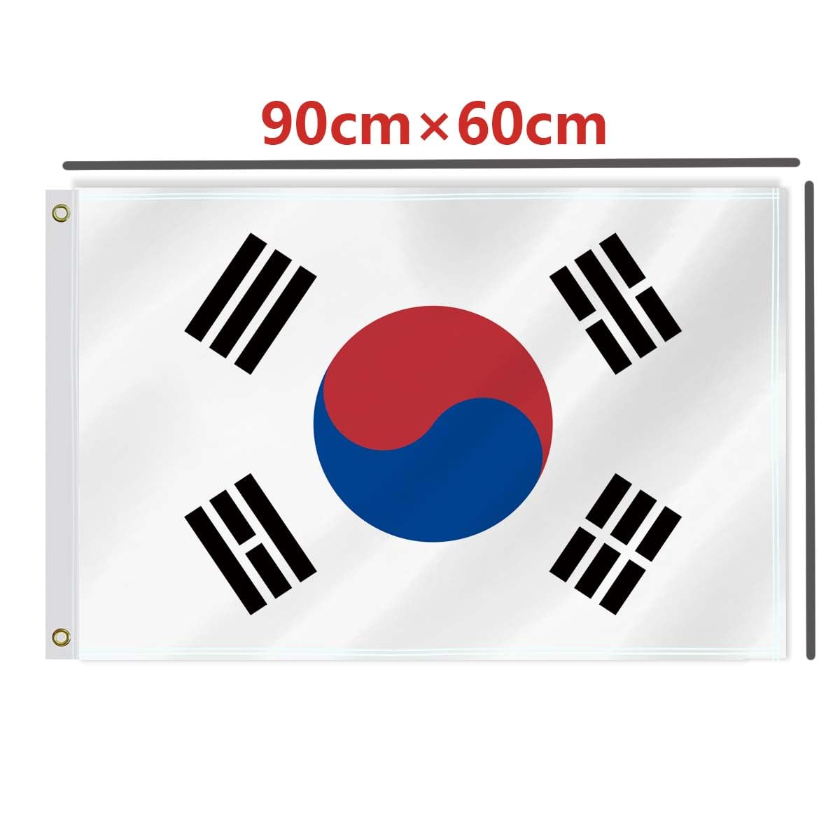 2&times;3 FT Korea Flag,60&times;90 Medium Size South Korean National Decor,Double Side Digital Printed 150D Polyester Banner with Canvas Header Brass Grommet image number 3