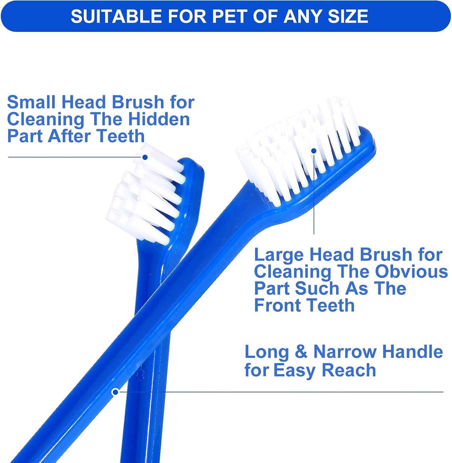 Newday Dog Toothbrush Set of 8 - Dual Headed, Dental Hygiene Convenient Soft Toothbrush to Clean Pet Teeth, Dog Tooth Brushes for Small to Large Dogs, Cats, and Most Pets, Teeth Brush in Bulk image number 4