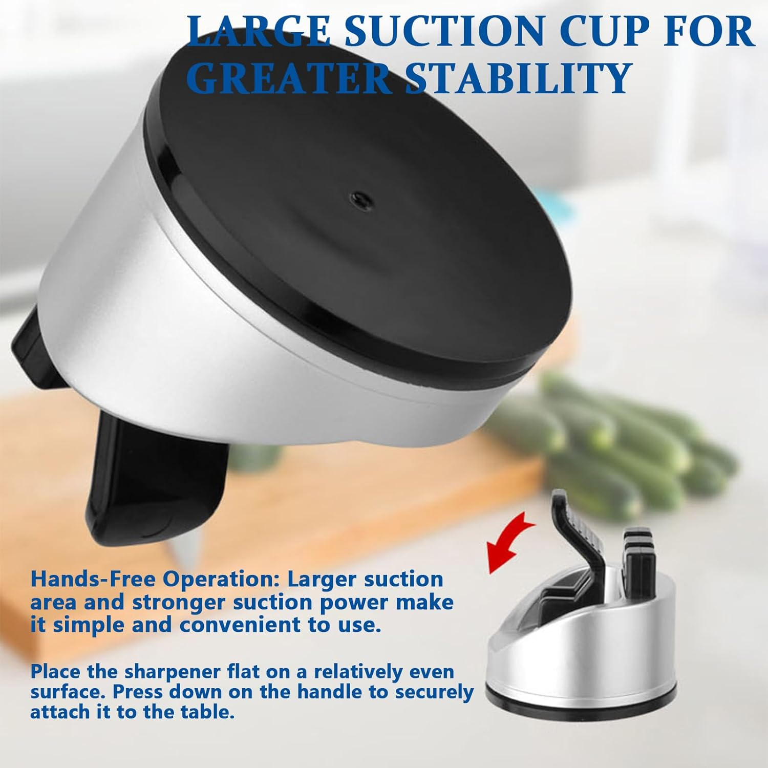 Multifunctional Knife Sharpener, 3-In-1 Manual Knife Sharpener, Knife Sharpener with Suction Cup, Stable and Safe, Professional Knife Sharpener for Scissors and All Types of Kitchen Knives image number 2