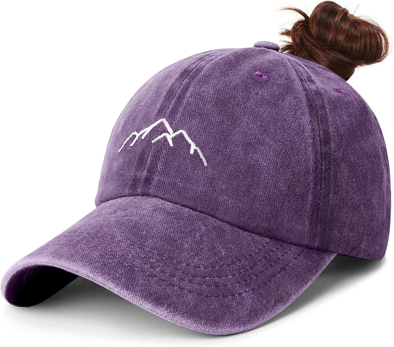 Ponytail Baseball Cap for Women &ndash; Adjustable, Breathable Cotton, Sun Protection, High Ponytail Hole, Vintage Washed Style &ndash; Comfortable & Stylish Activewear Hat