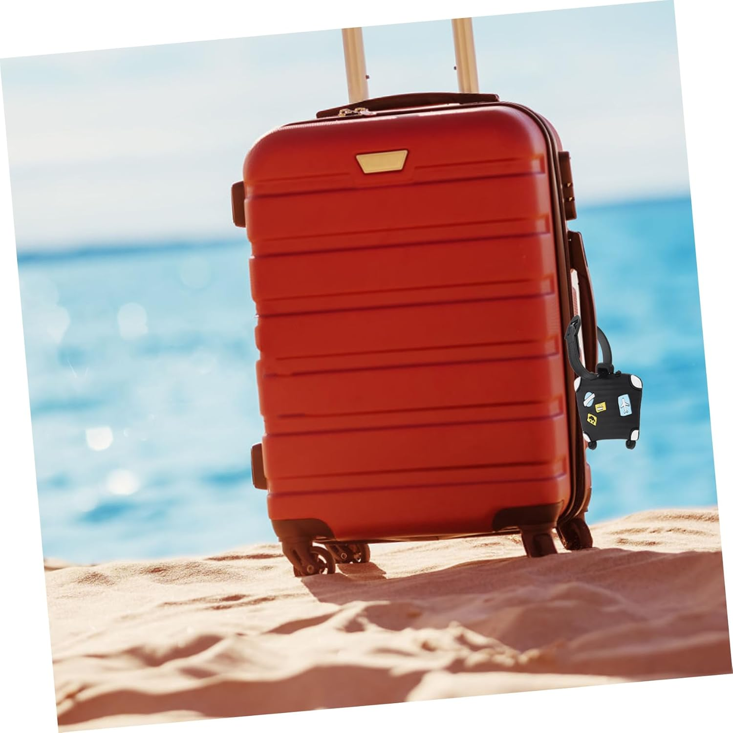 JEWEDECO 2Pcs Cartoon Airplane Luggage Tags Suitcase Identification Markers Chain PVC Card Tags for Baggage Travel Essential Cute Identifier Labels image number 3