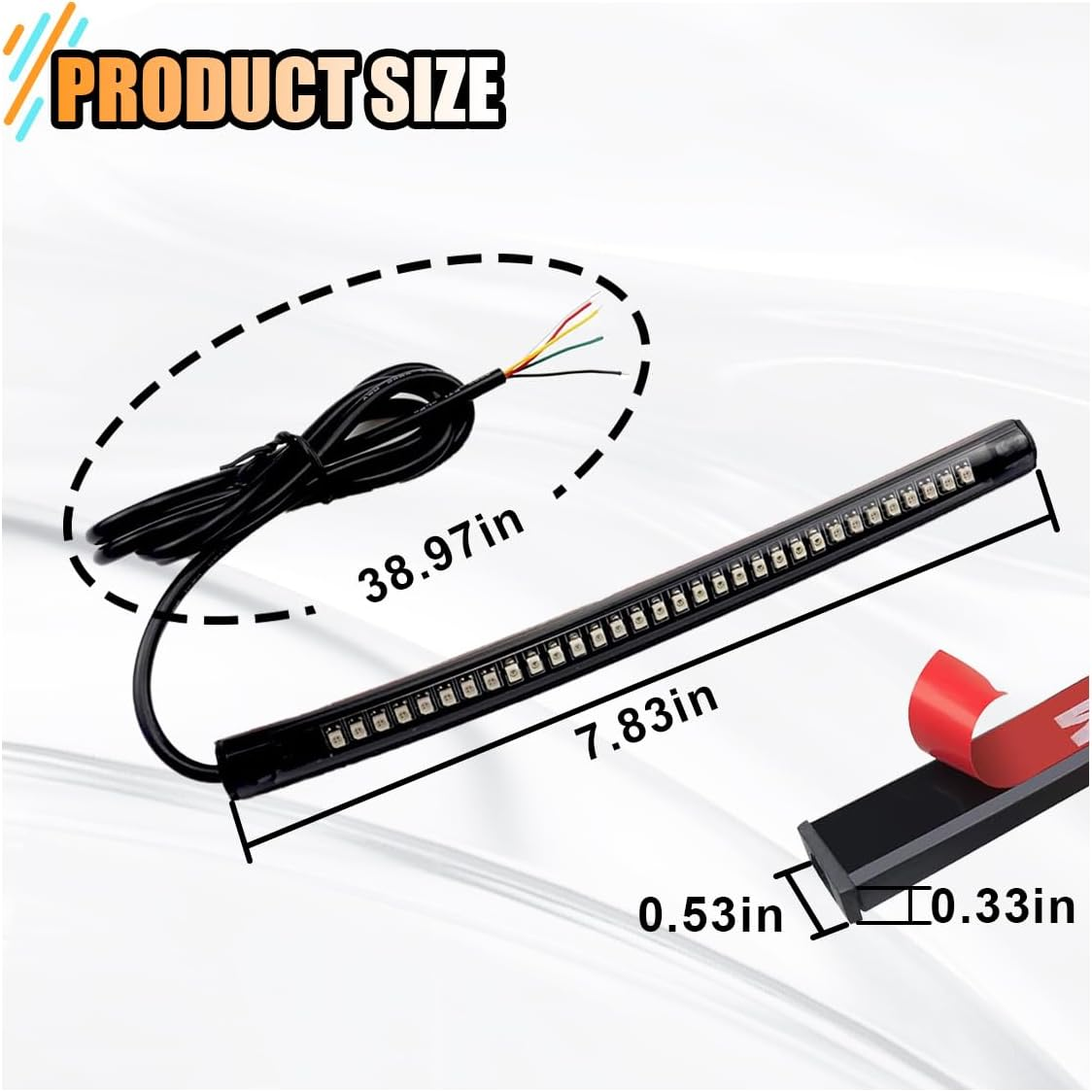 Universal 8" Flexible LED Light Strip Bar with Tail Brake Stop Turn Signals Lights, Waterproof LED License Plate Tail Light Bar for Motorcycle Scooter Quad Cruiser off Road image number 4