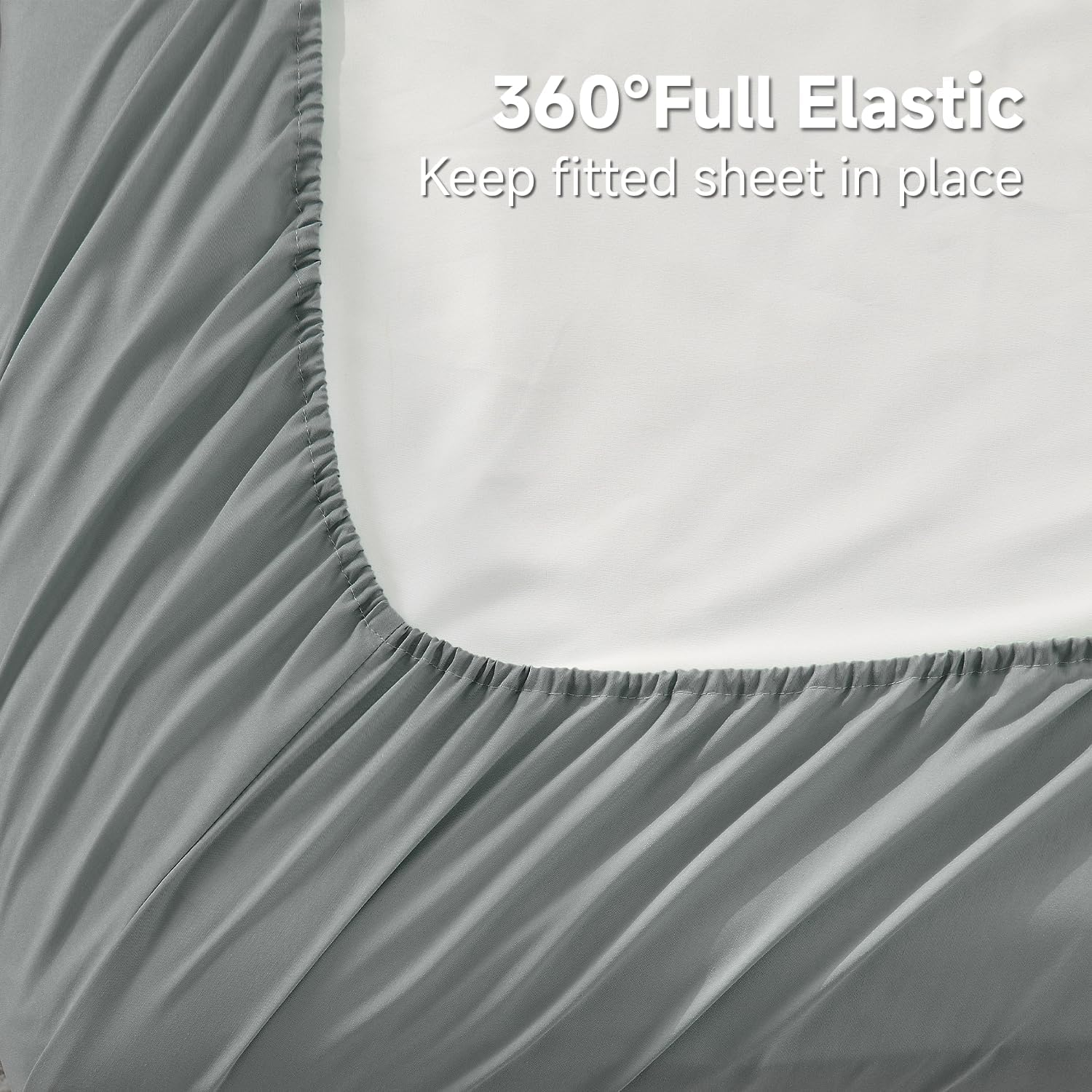 Lovana Bamboo Cooling Sheet Set King for Hot Sleeppers,4 Pack Bed Sheets Set,40Cm Deep Pocket,2000Tc Soft Bedding Natural Breathable & Sweat-Wicking,Silver image number 2