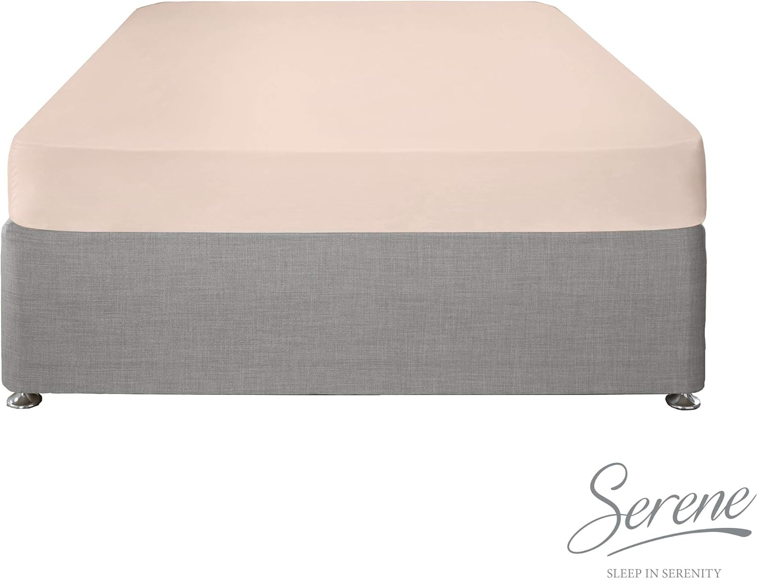 Serene - Blush Pink Fitted Sheet - 32Cm Deep - Single Size (190 X 90 X 32Cm) - Soft Polycotton - Elastic Corners - Washable Bedding & Linen