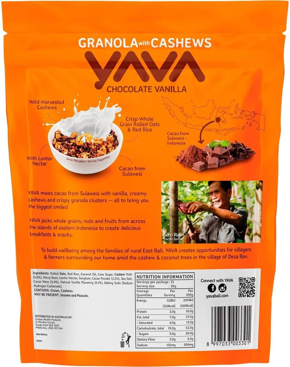Yava Chocolate Vanilla Granola with Cashews 400 G image number 2
