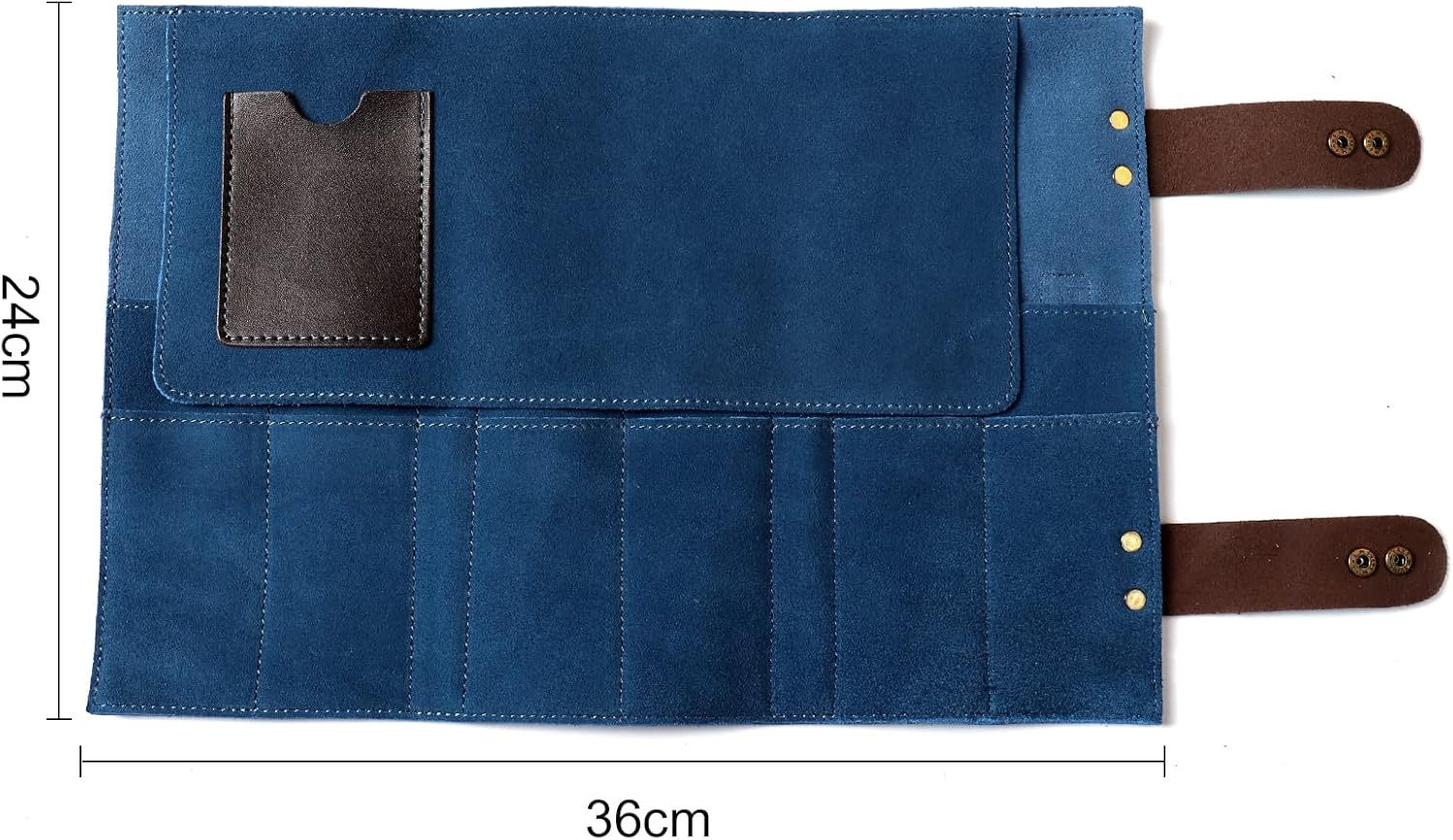 Salon Scissors Bag Roll Up, 12 Pockets Genuine Leather Stylist Grooming Scissors Holder Barber Hair Scissor Shears Cases for Hairdressers (Hj-Zp011-Blue)