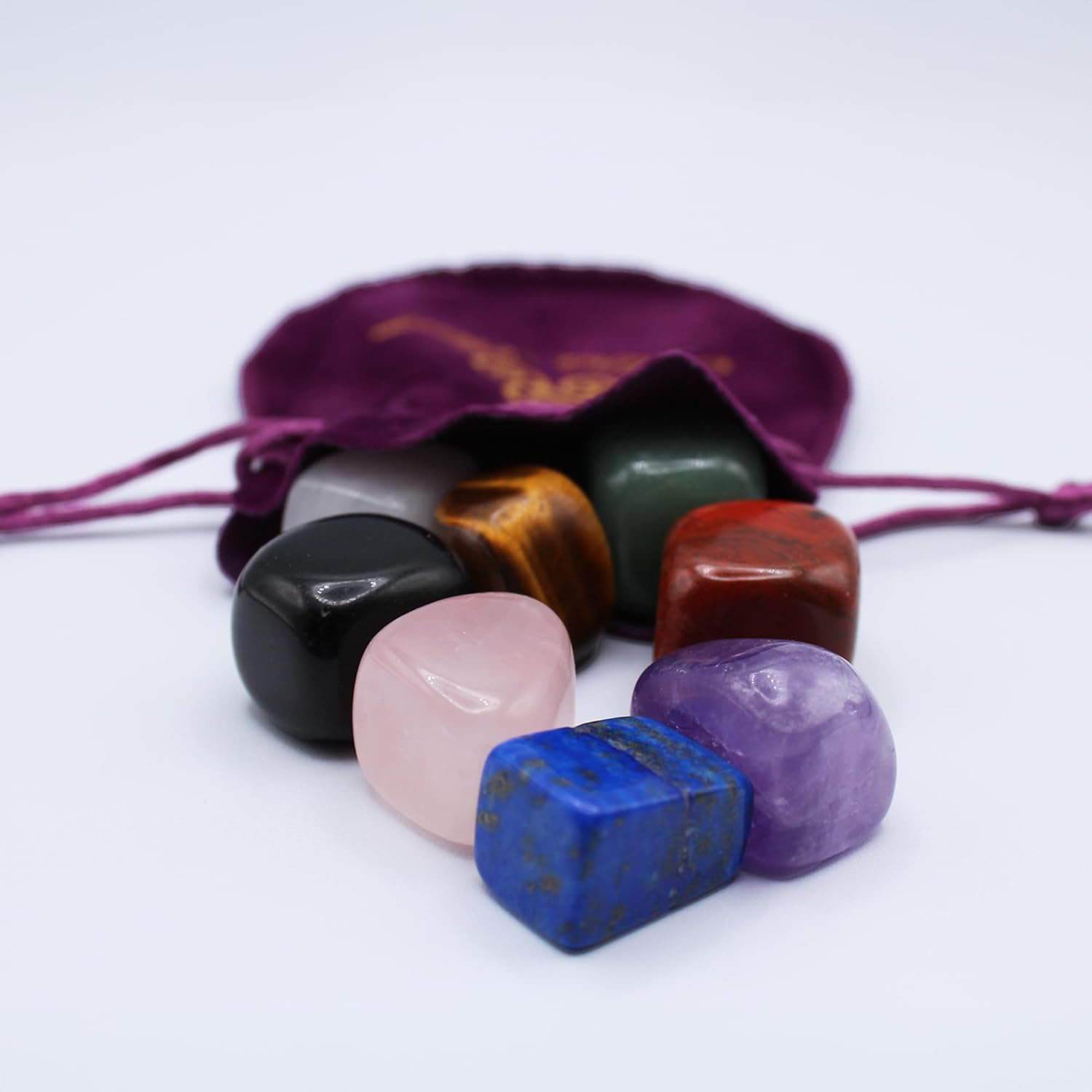Chakra Stones 8 PCS Kit, Natural Shape, Healing Crystals, Well Tumbled & Polished, for Use in Grounding Balancing Soothing Meditation or as Worry Stones, Spa Rock & Massage, Set of 8 Chakra Crystals, image number 1
