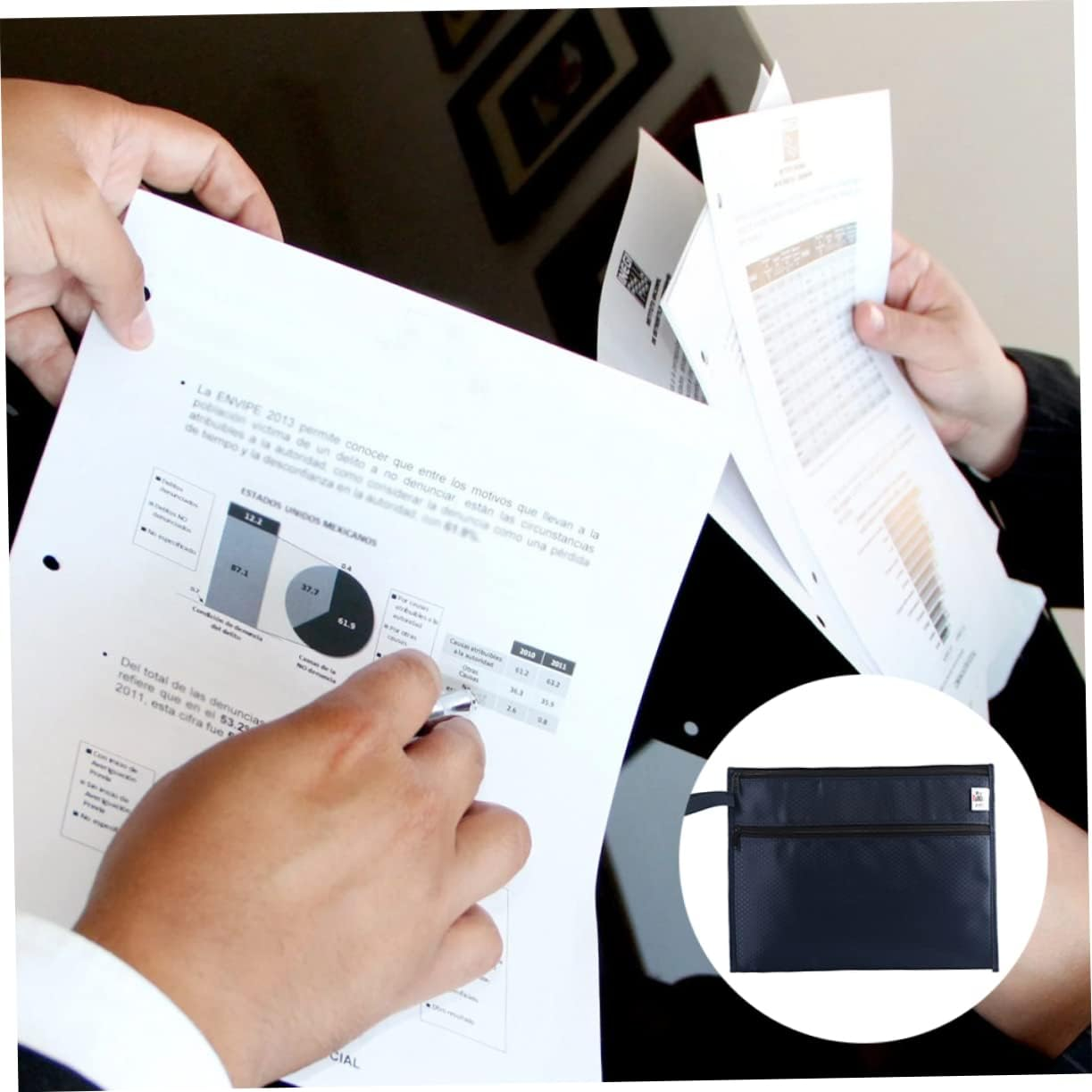 TOGEVAL Oxford Cloth Zipper Document Bag File Pouch Zipper Portable File Folder Office Accessory image number 4