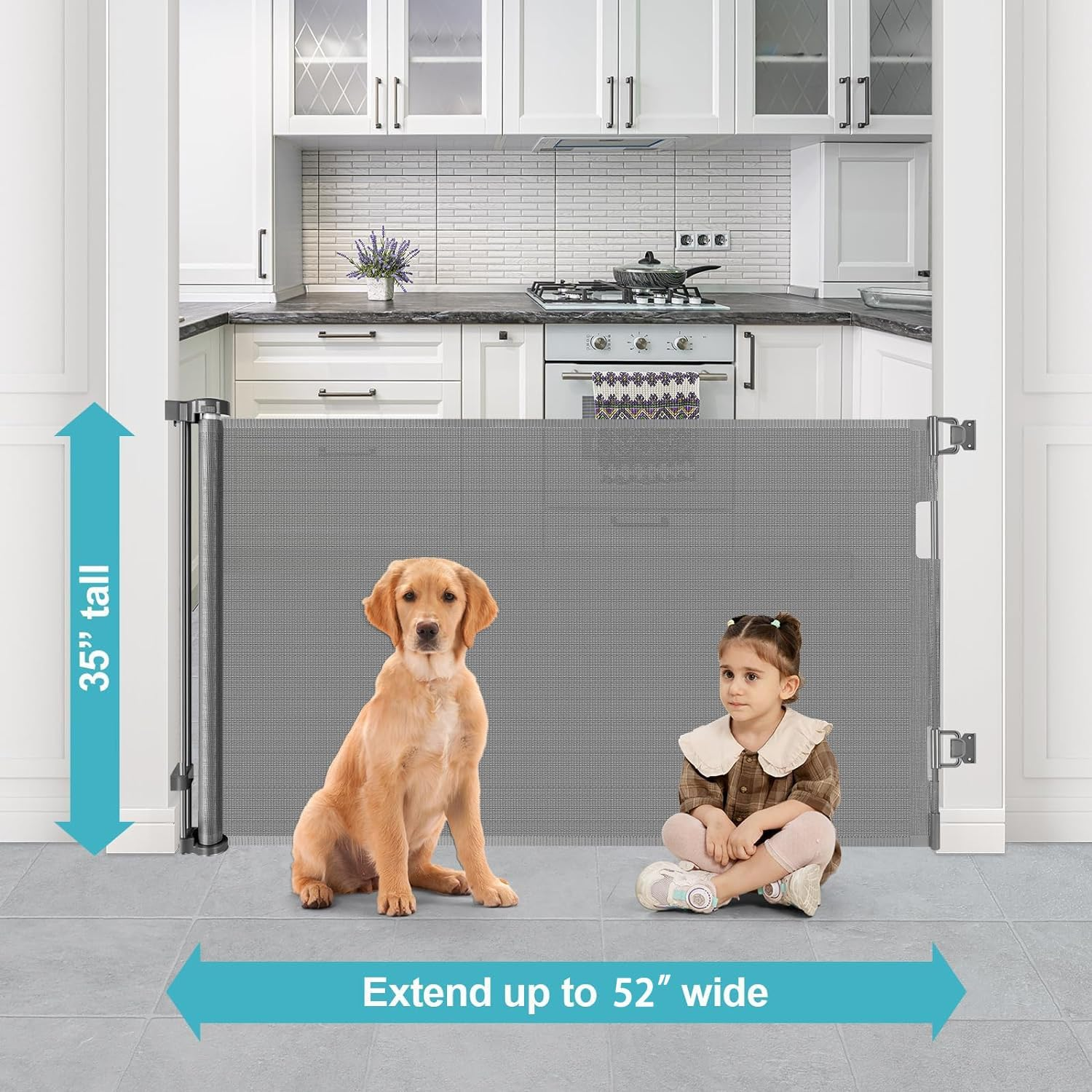 WOMHOM 120 Inch Extra Wide Baby Gate for Large Opening Retractable Baby Gates Extra Long Dog Gate for the House Pet Gates for Dogs image number 5