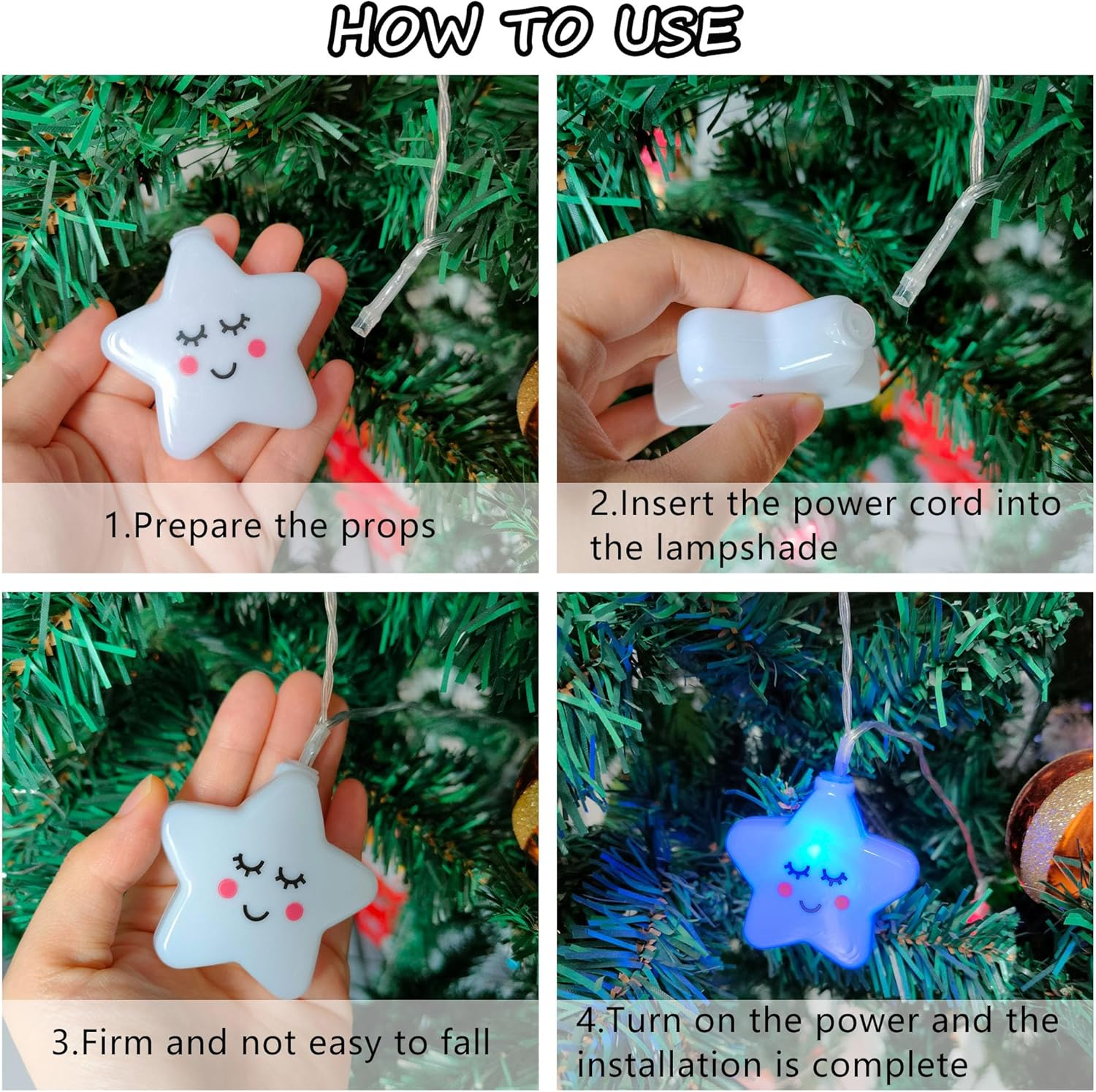 Niuhong Pack of 10 Small Lantern Hanging Ornament Mini 3D Lantern Lanterns Indoor and Outdoor Hanging Lanterns Garden Balcony Party Birthday Wedding Children'S Room Decoration (White Star) image number 3