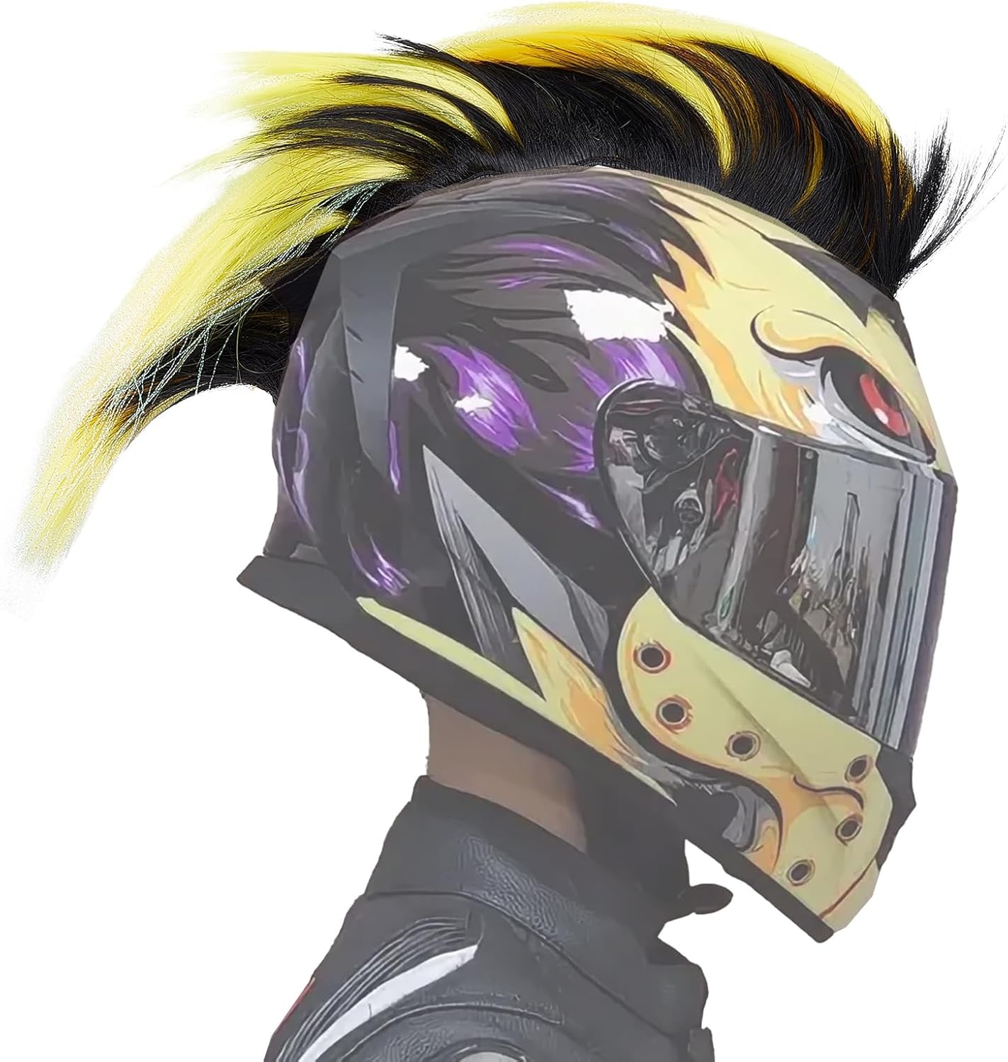 NICENEEDED Helmet Wigs Hair Helmet Mohawk Hairpiece Helmet Decoration for Motorcycle Bicycle Snowboard and Ski Helmets image number 3