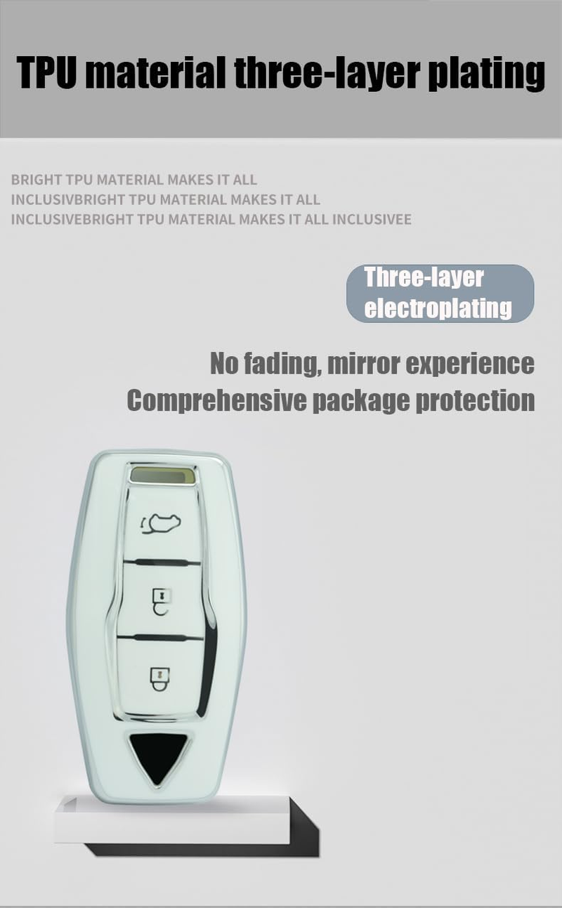 Ontto TPU Car Key Fob Cover Fit for Mitsubishi Outlander 2023 2022 Smart Key Case Shell 3 Buttons Remote Key Holder Bag Keychain Keyring Keyless Entry Protector Accessories Black B image number 5