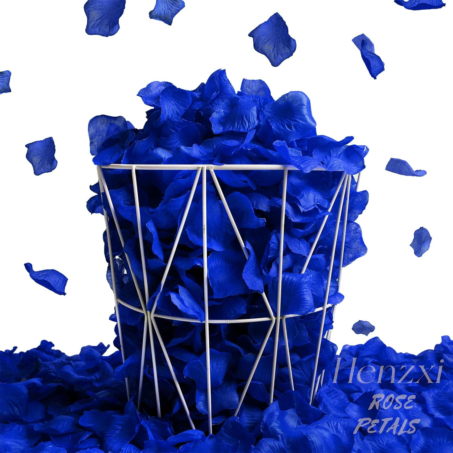 Henzxi 1000 Pcs Rose Petals, Artificial Flower Petals, for Romantic Night, Wedding, Event, Party, Valentine Decor (1000 Pcs, Aroyal Blue) image number 2