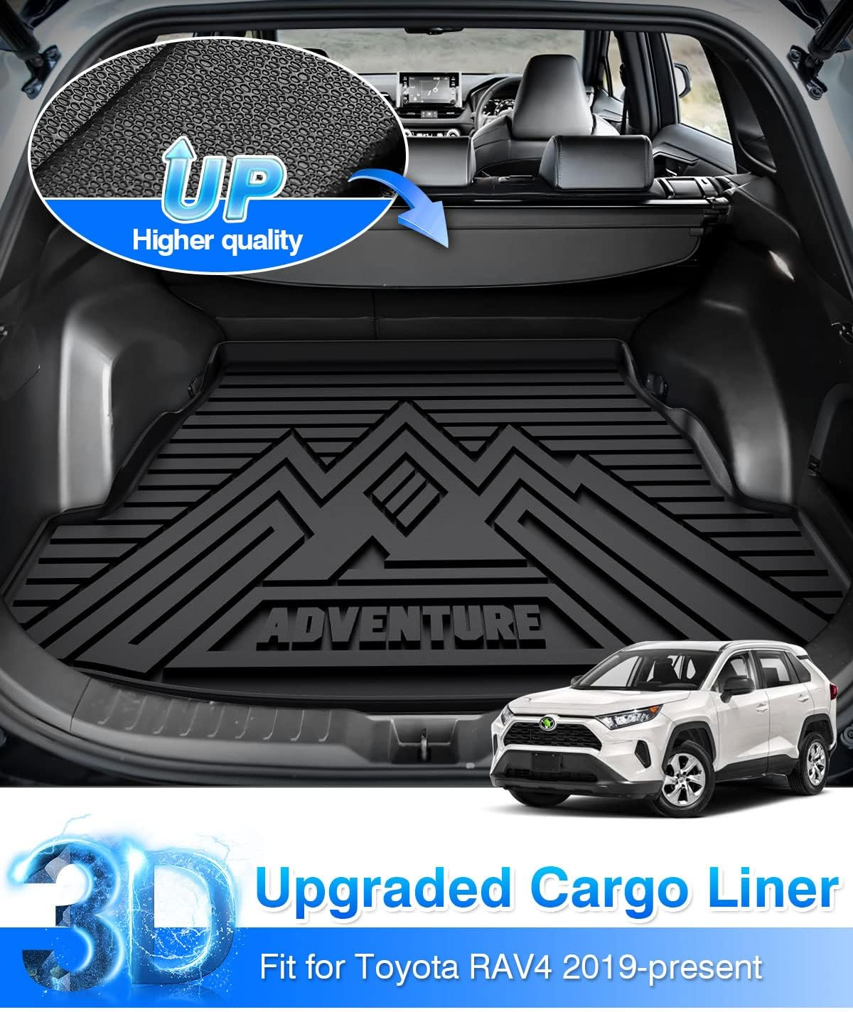 Rav4 Cargo Liner - Trunk Mat for Toyota RAV4 2019-2024 2025, All Weather Cargo Mat for Rav4 Accessories, Heavy Duty (Fit for All Models) image number 6