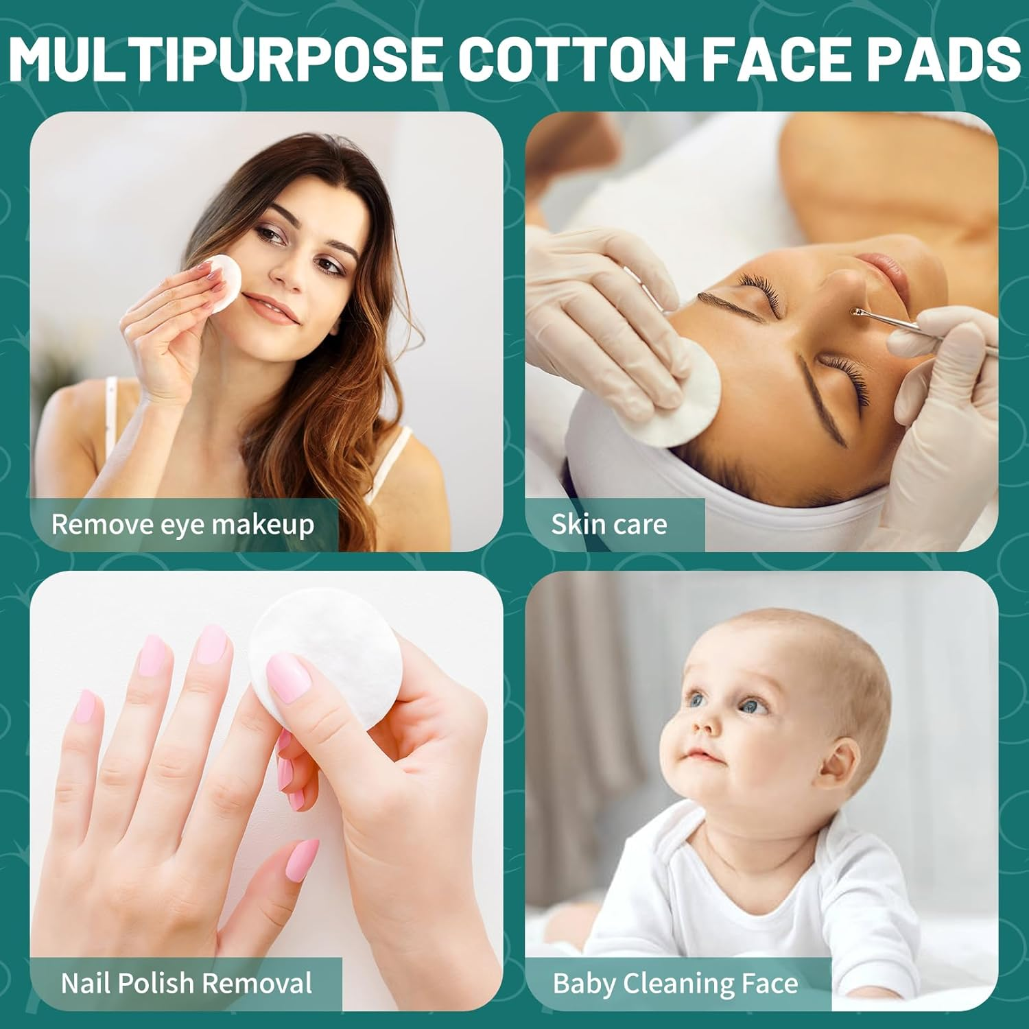 Premium Cotton Rounds for Face 400 Count - Makeup | Nail Polish Remover Pads, Hypoallergenic Makeup Cotton Pads for Face | 100% Pure Cotton for Face Cleasing, Applying Facial Toner image number 1