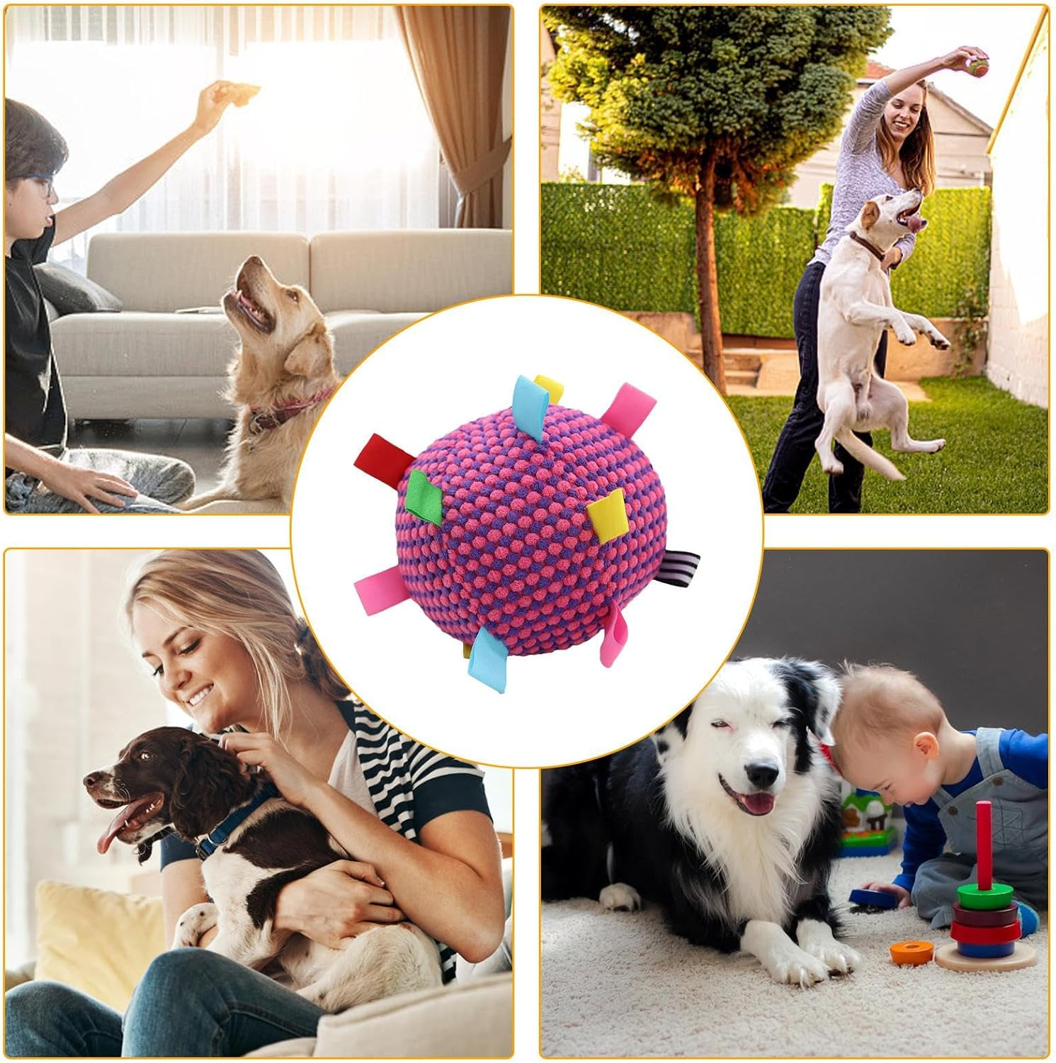 Dog Ball | Training Dog Toys Balls,Squeaky Pet Supplies Soft Game for Indoor Cats Chewing Home Training Playtime Kitten Puppy Outdoor image number 4