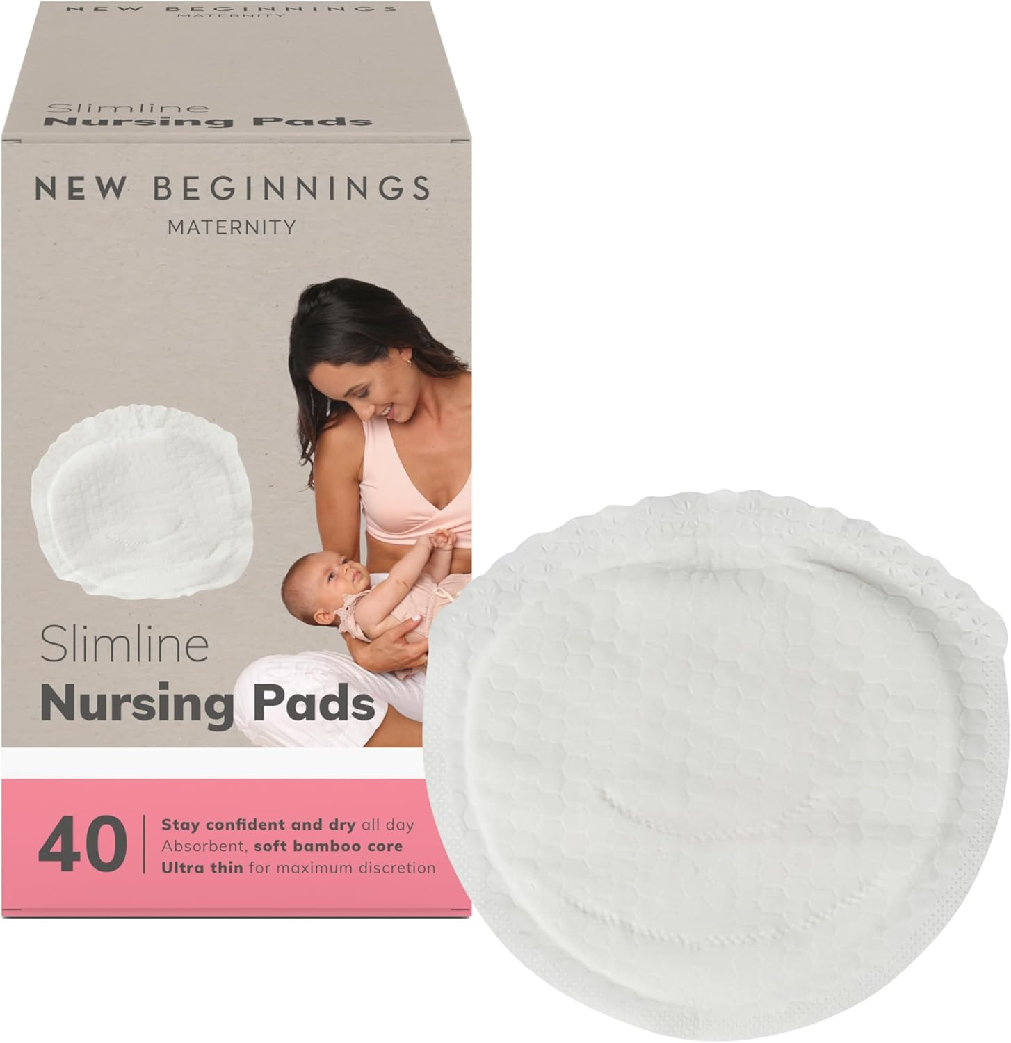 New Beginnings Ultra-Thin Bamboo Nursing Pads (40 Pieces Pack) image number 2