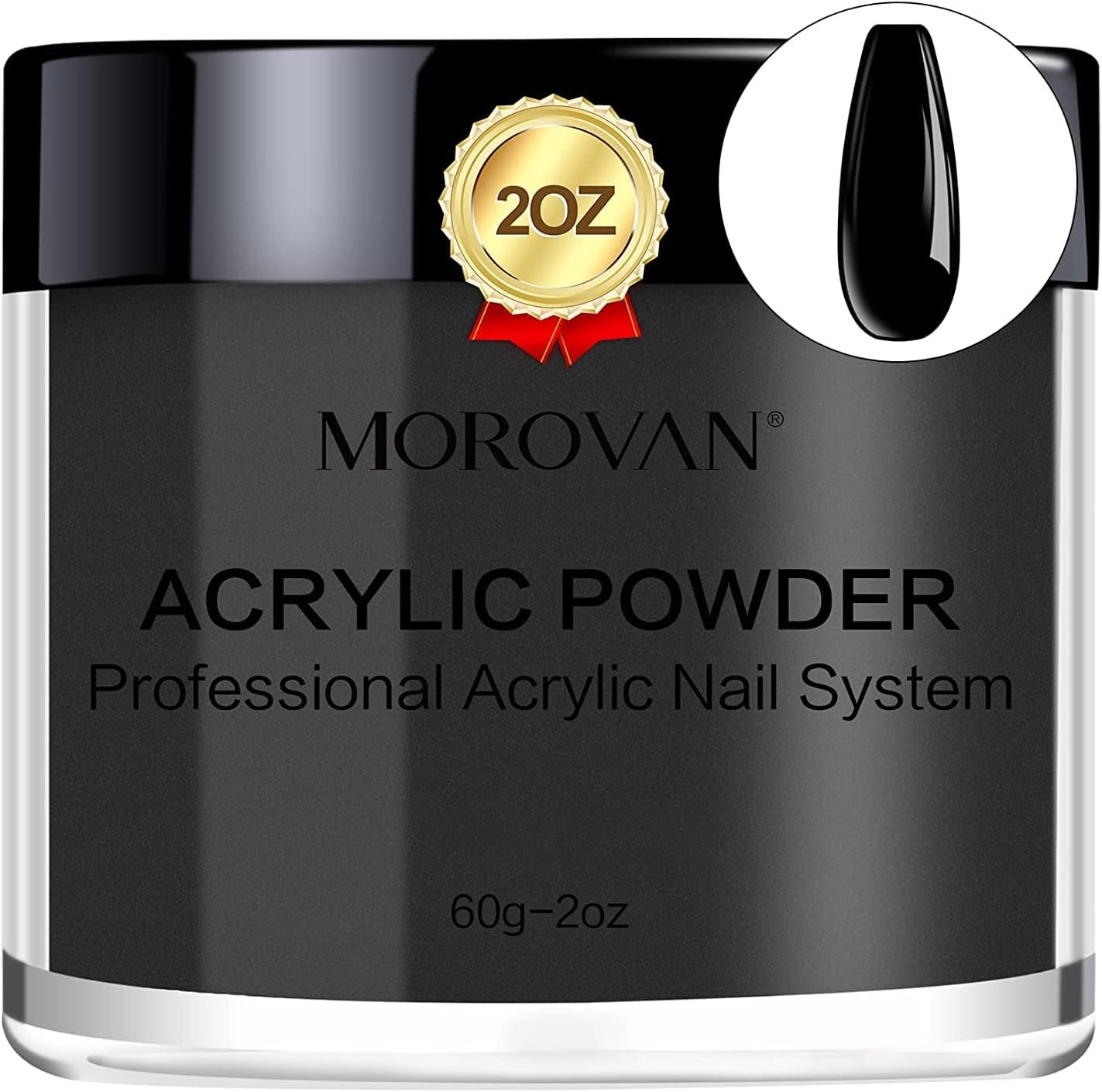 Morovan Black Acrylic Powder for Nails - 2Oz Professional Acrylic Nail Powder Polymer Black Nail Powders for Acrylic Nail Extension Carving image number 3