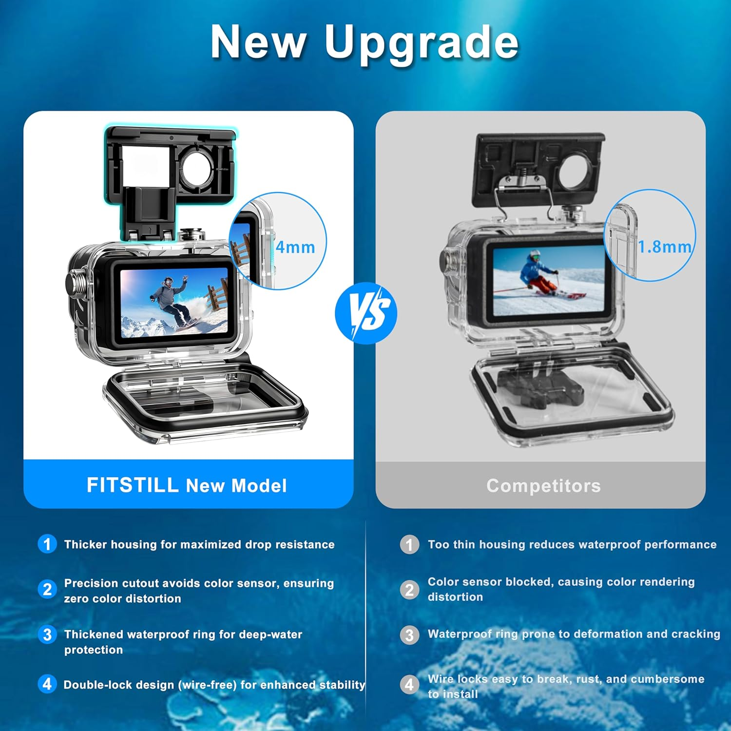 Fitstill 196FT/60M Waterproof Case Only Compatible for DJI Osmo Action 6,Underwater Diving Protective Cover Cage Shell Invisible Dive Housing for Action6 Camera Accessory image number 1