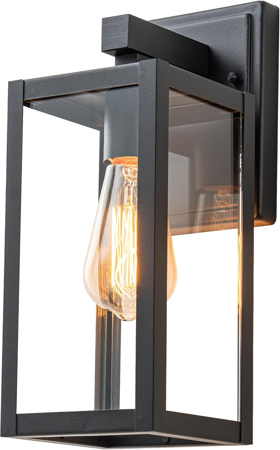 FTL 1Pack Outdoor Wall Light Exterior Waterproof, Matte Black Modern Outdoor Wall Mounted Lantern Light with Clear Glass, Porch Light Outdoor Max 60W, IP44 Garden Wall Light for Doorway,Patio,Garage image number 3