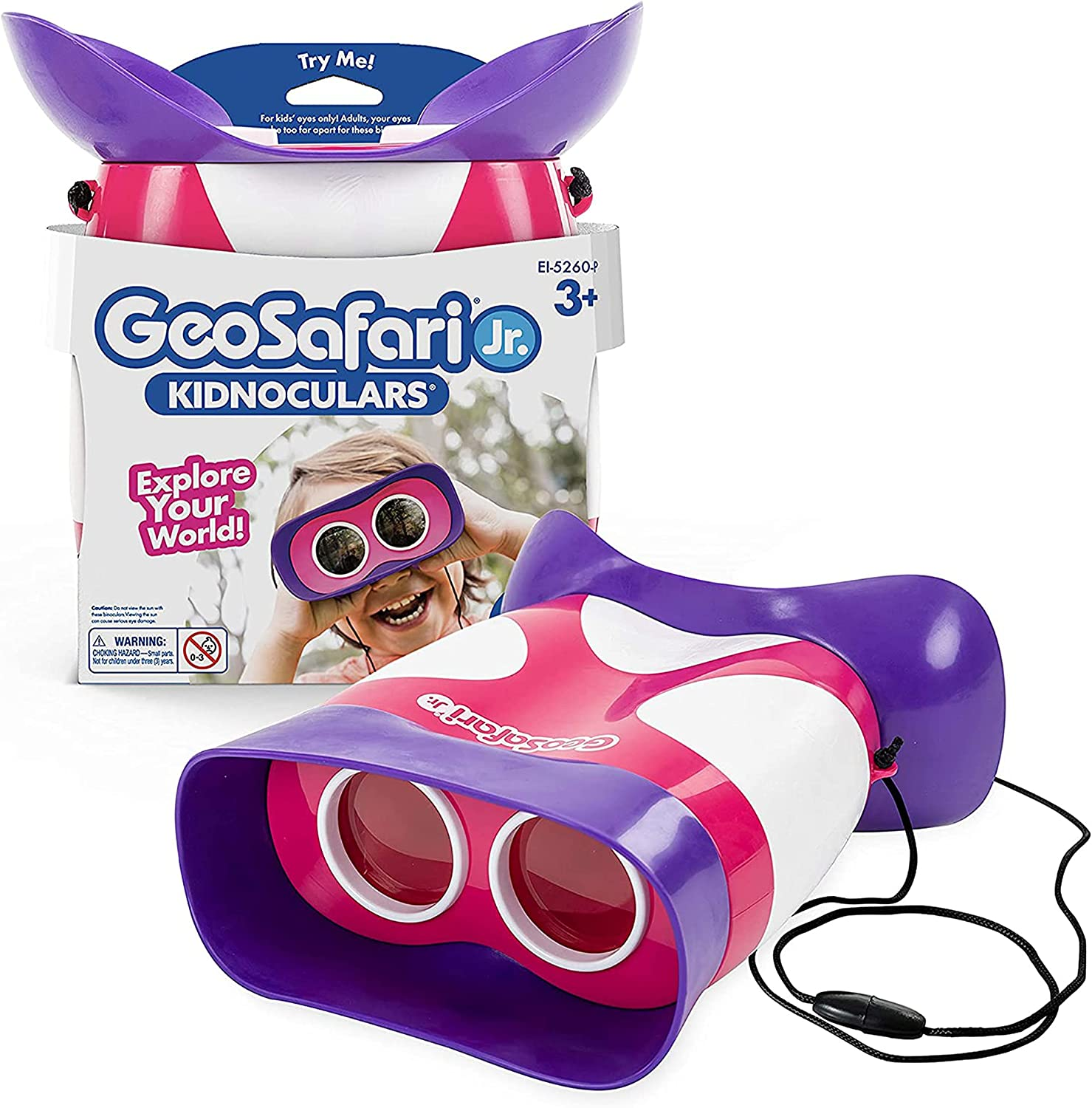 Educational Insights Geosafari Jr. Kidnoculars, Pink: Kids Binoculars, Perfect Outdoor Play for Preschool Science image number 4