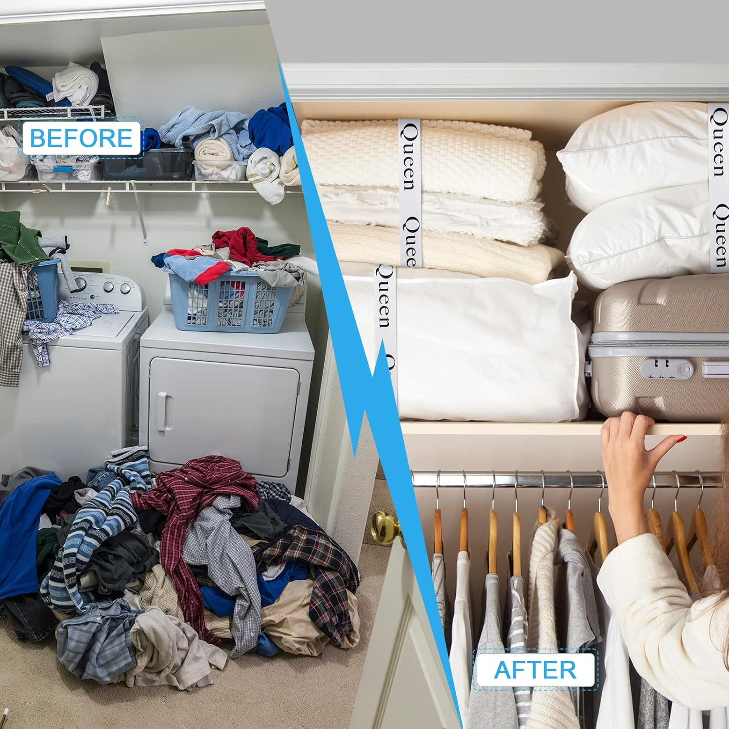 Amylove 8 Pcs Bed Sheet Organizer Bands Closet Organization Coverlet Keepers for Sheets Elastic Storage Tidying Bedding Straps Home Dorm Supplies (Queen Size Bed) image number 1