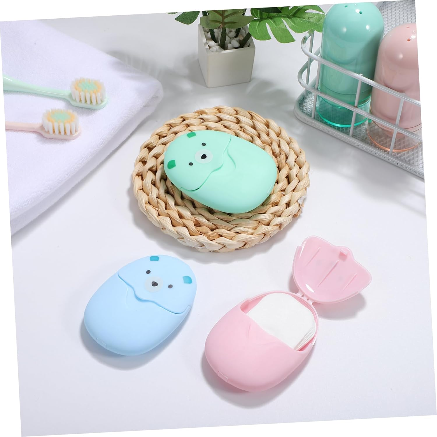 WESIEVYA 3Pcs Paper Soap Sheets for Travel Portable Soap Flakes for Hand Washing Hiking Essentials Lightweight Travel Toiletry image number 2