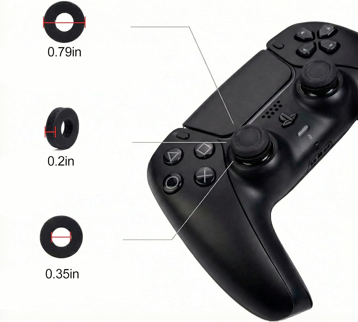 RIBHNXHI 8 PCS Precision Rings for Xbox - Precision Rings for PS5, Gaming Accessories for PS4, PS5, PS Portal, Xbox One, Playstation 5 Accessories (Black/White/Purple/Green) image number 4