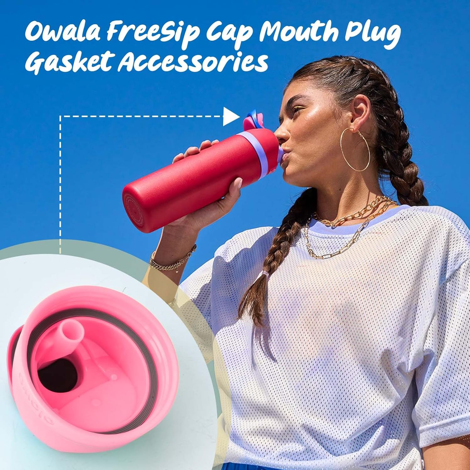 Sankoly 4 Pack Rubber Seal Replacement Compatible with Owala Freesip Water Bottle Top Lid Gasket Water Bottle Replacement Lid Accessories Compatible with Owala Freesip Water Bottle 19/24/25/2/40Oz image number 6