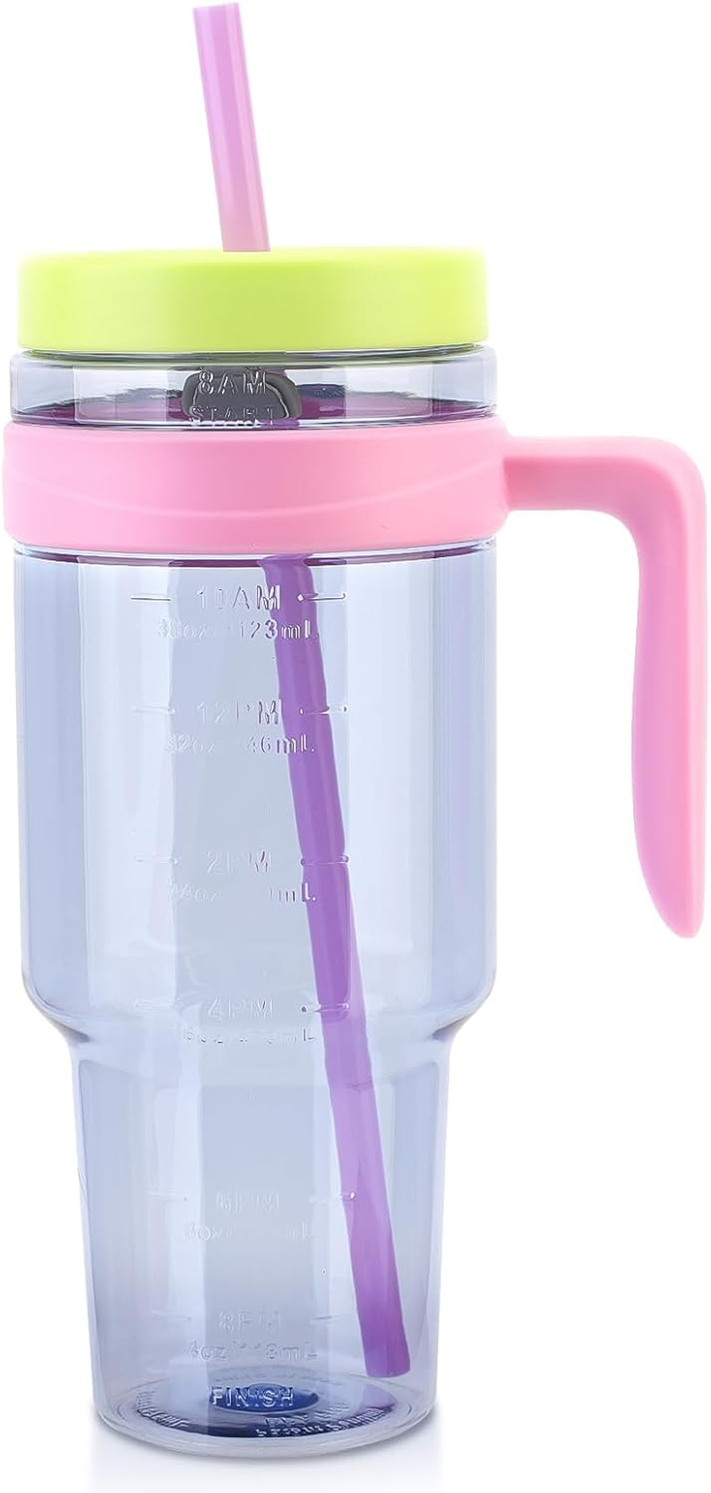 Cafezi 1.5L / 50Oz Reusable Tumbler with Straw & Lid, Bpa-Free Leakproof Tritan Drink Bottle with Time Markers, Wide Mouth Smoothie & Iced Coffee Cup &ndash; Ideal for Gym, Office, Camping & Travel