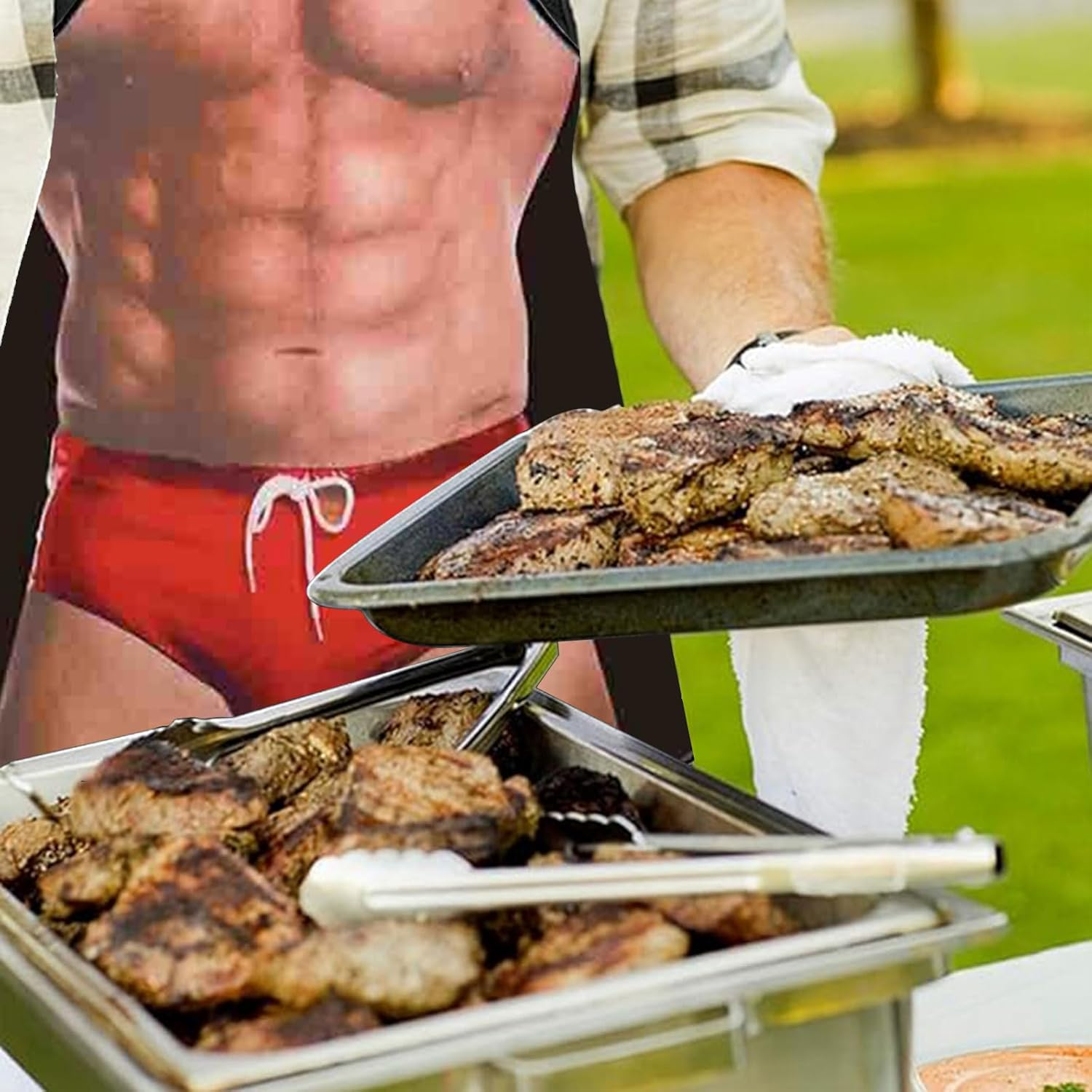 2Pack Apron, 3D Waterproof Funny Apron, Sexy Man and Woman Cooking Apron, Polyester Sexy Apron for Home, Kitchen. Funny Creative Cooking Apron Couple image number 1