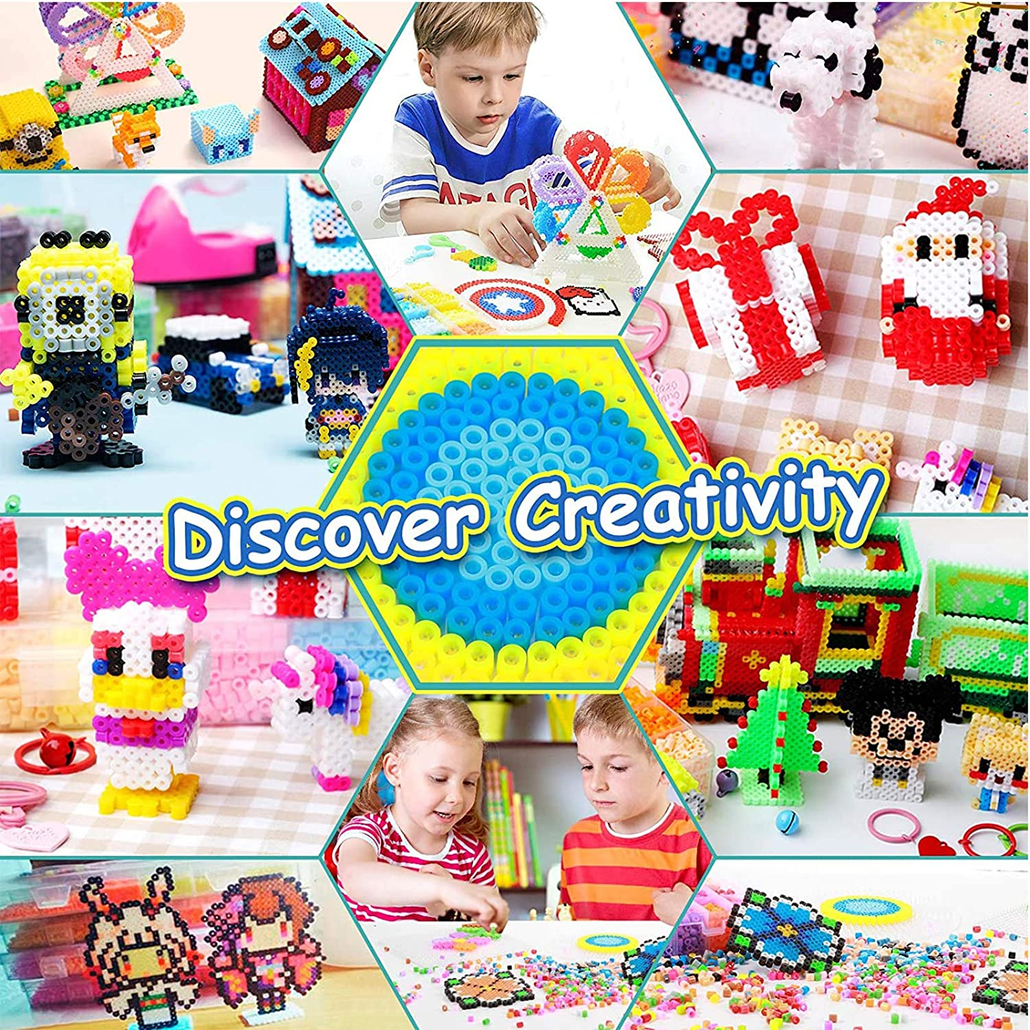 12800Pcs Fuse Beads Kit, CESTLAVIE 48 Colors Perler Bead Kit for Kids Including 5Mm Melty Beads, Fuse Beads Pegboards & Colored Beads Pattern for Crafting DIY Projects image number 2