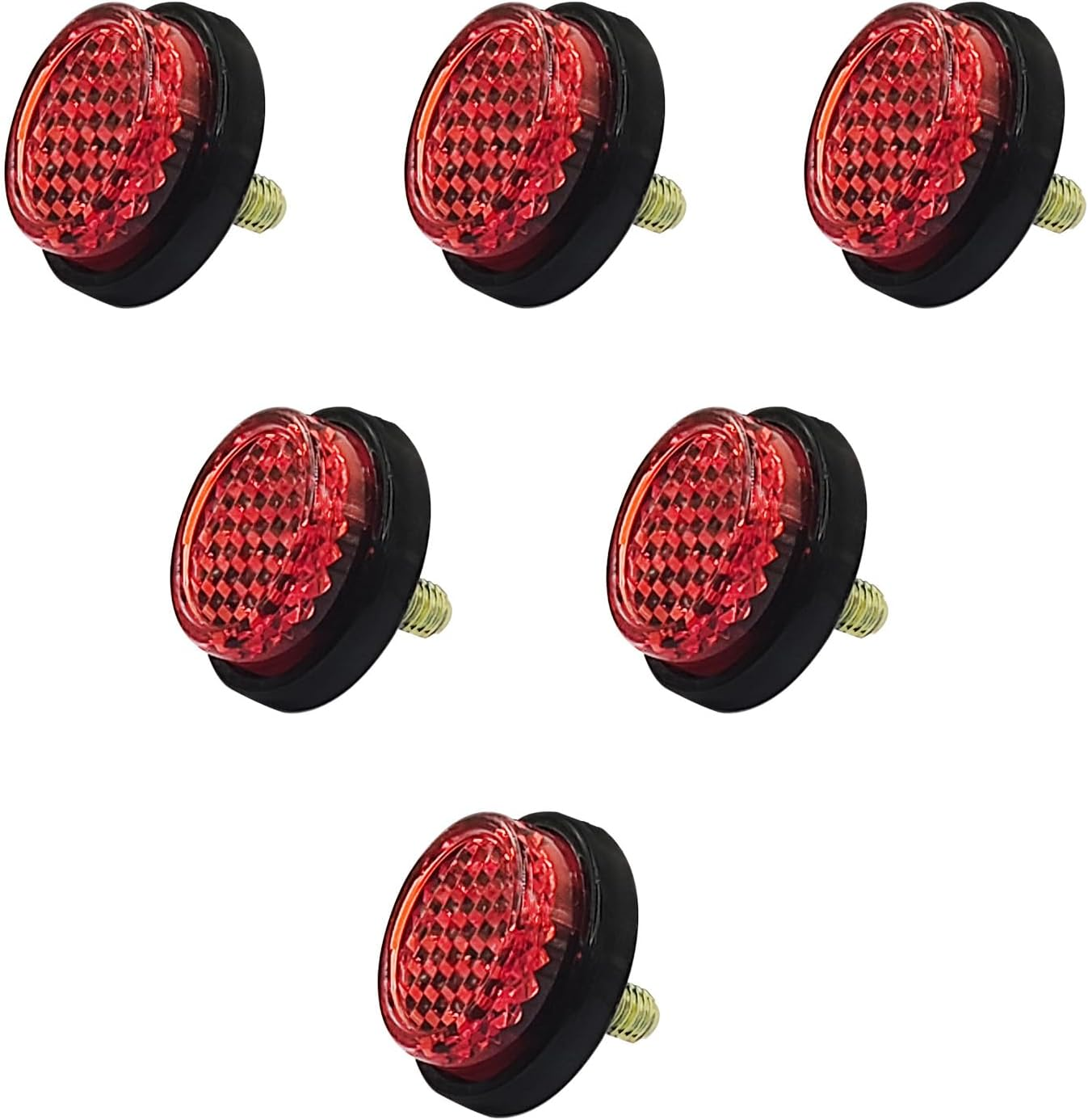 6PCS Mini Reflector with Screw Nut Type M5 Universal Screw Tag Bolt round Reflective for Motorcycle Bicycle Bike - Red