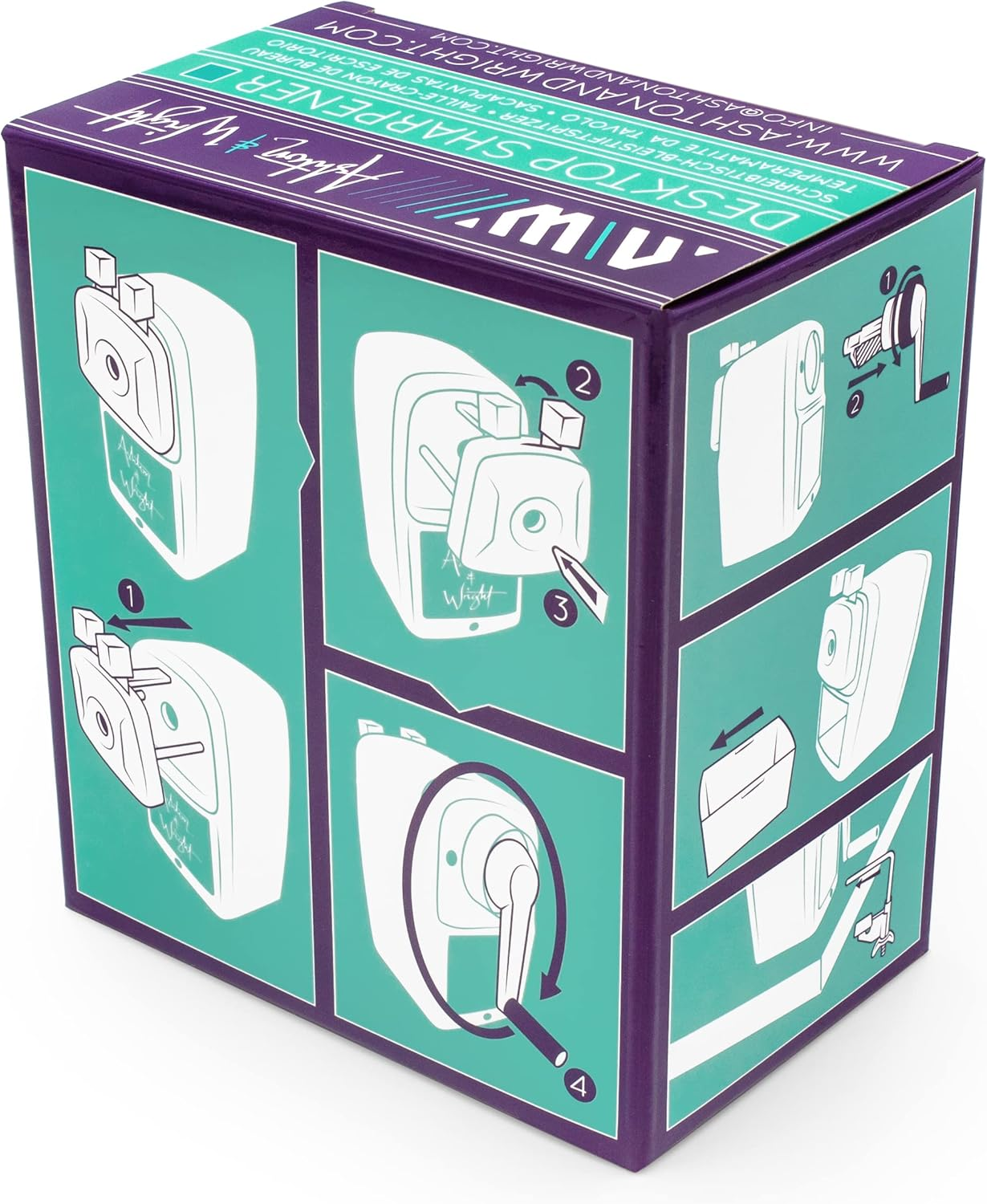 Ashton and Wright - Mechanical Desktop Pencil Sharpener - Teal - Lime Green image number 6