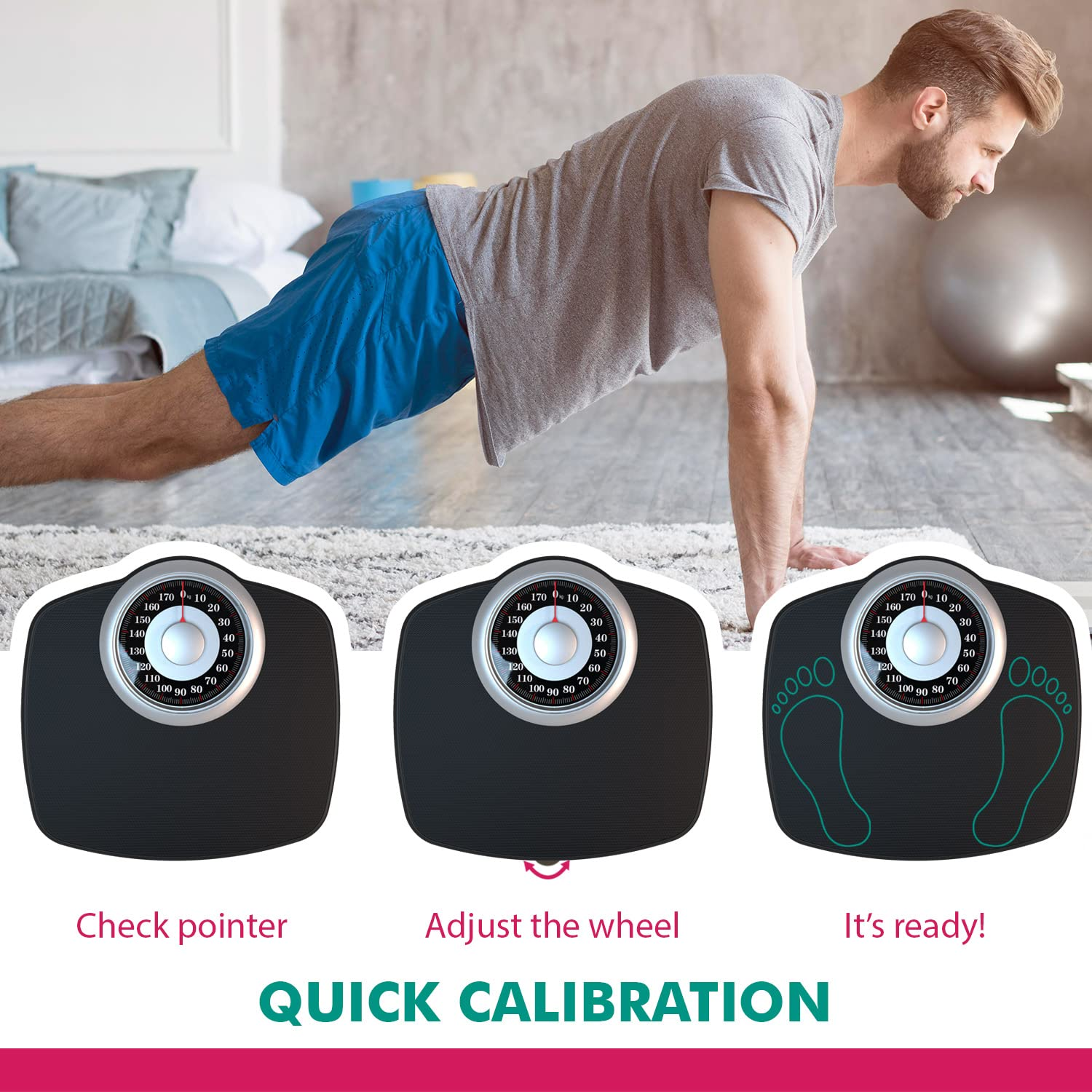 Adamson A25 KG Bathroom Scales - up to 180Kg, Anti-Skid Rubber Surface, Extra Large Numbers - High Precision Weighing Scales for Body Weight - Durable with 20-Year Assurance - New Version image number 3