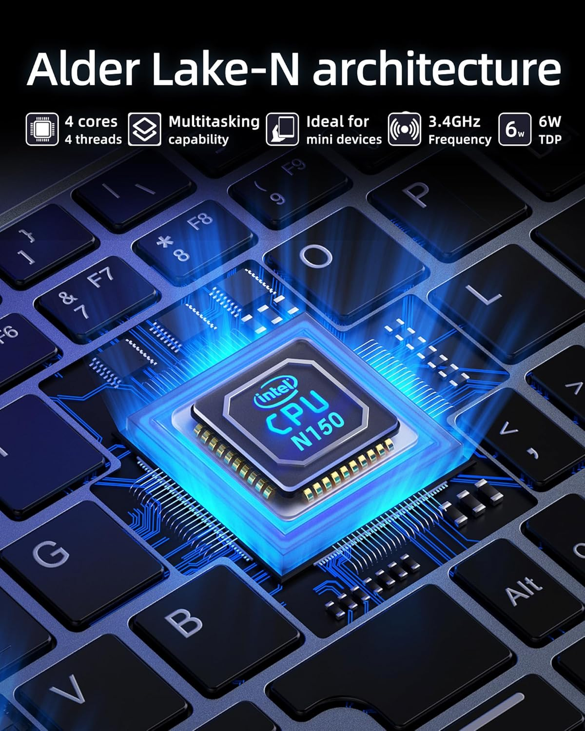 Mini Laptop 8 Inch HD Touchscreen Portable, Windows 11 Pro Small Gaming Laptop, N100 12 GB LPDDR5 512 GB M.2 SSD, Wi-Fi 6, BT 5.2 2 MP Camera, G-Sensor, HDMI, Type C image number 5