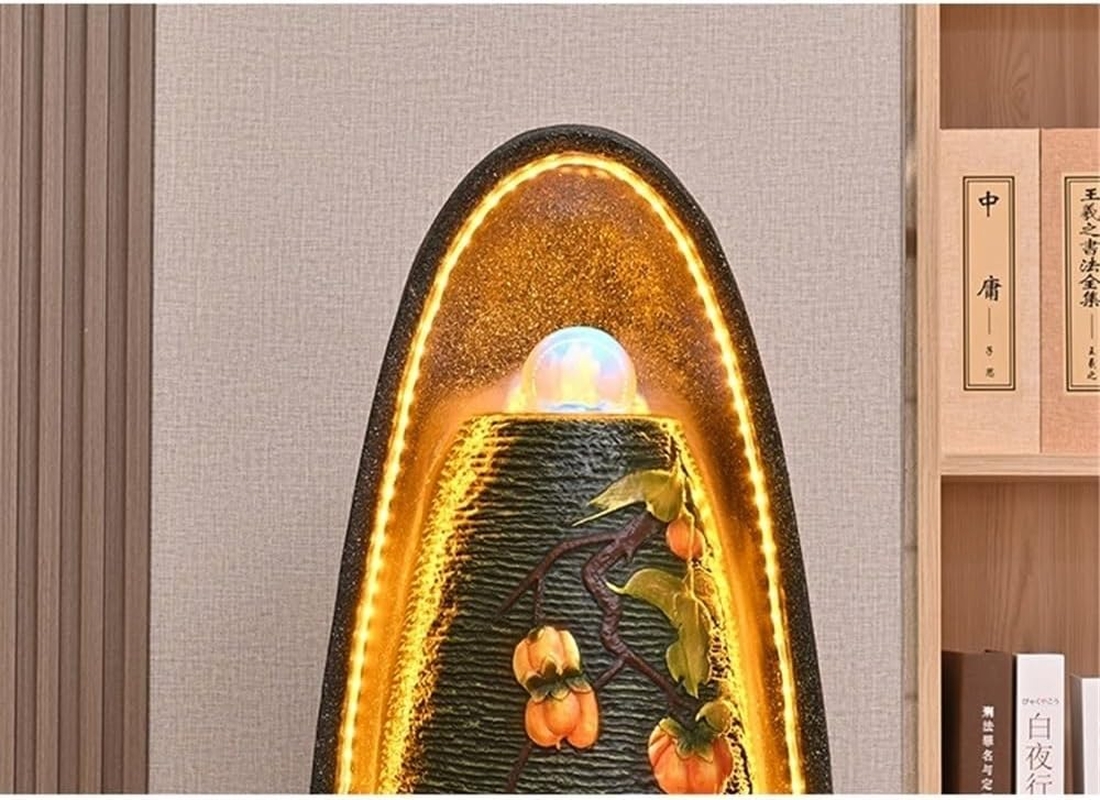 Outdoor Fountain European Style Flowing Fountain, Living Room Feng Shui Wheel Circulating Water Humidifier Office Landscape Decoration Ornaments(Black) - Gold image number 4