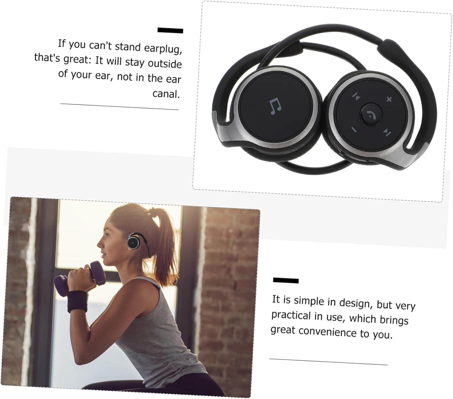 Gatuida Wireless Ear Hook Headphones Sports Earbuds with Volume Control Ergonomic Design for Running and Exercise Comfortable Fit with Glasses Compact Black Wireless Headset for Outdoor image number 3