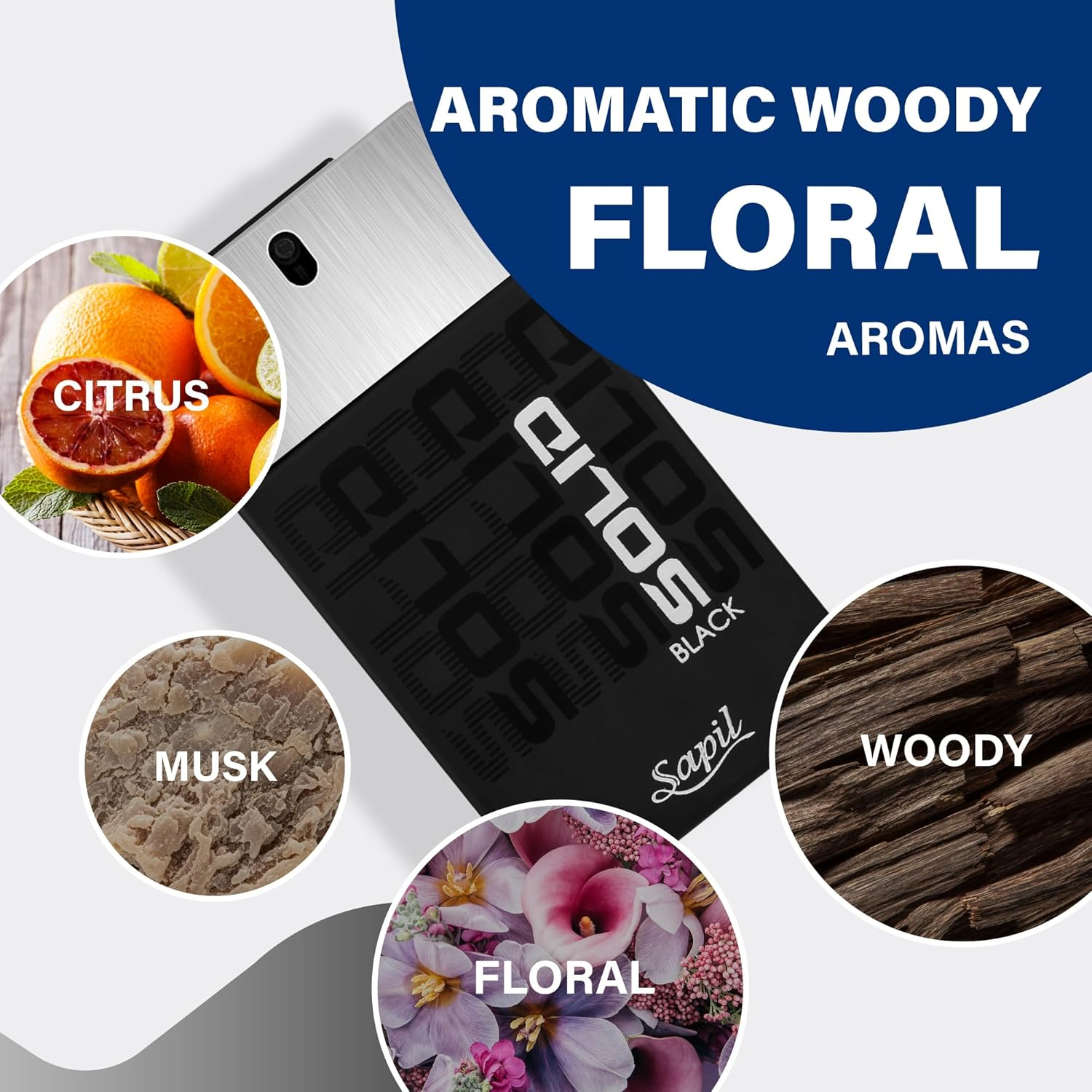 Sapil Solid Black - EDT Spray for Men - Powerful and Exotic Eau De Toilette - Long Lasting and Addictive Cologne - Opens with Citrus Notes - Perfect for Date Night or Evening Out - 3.4 Oz image number 5