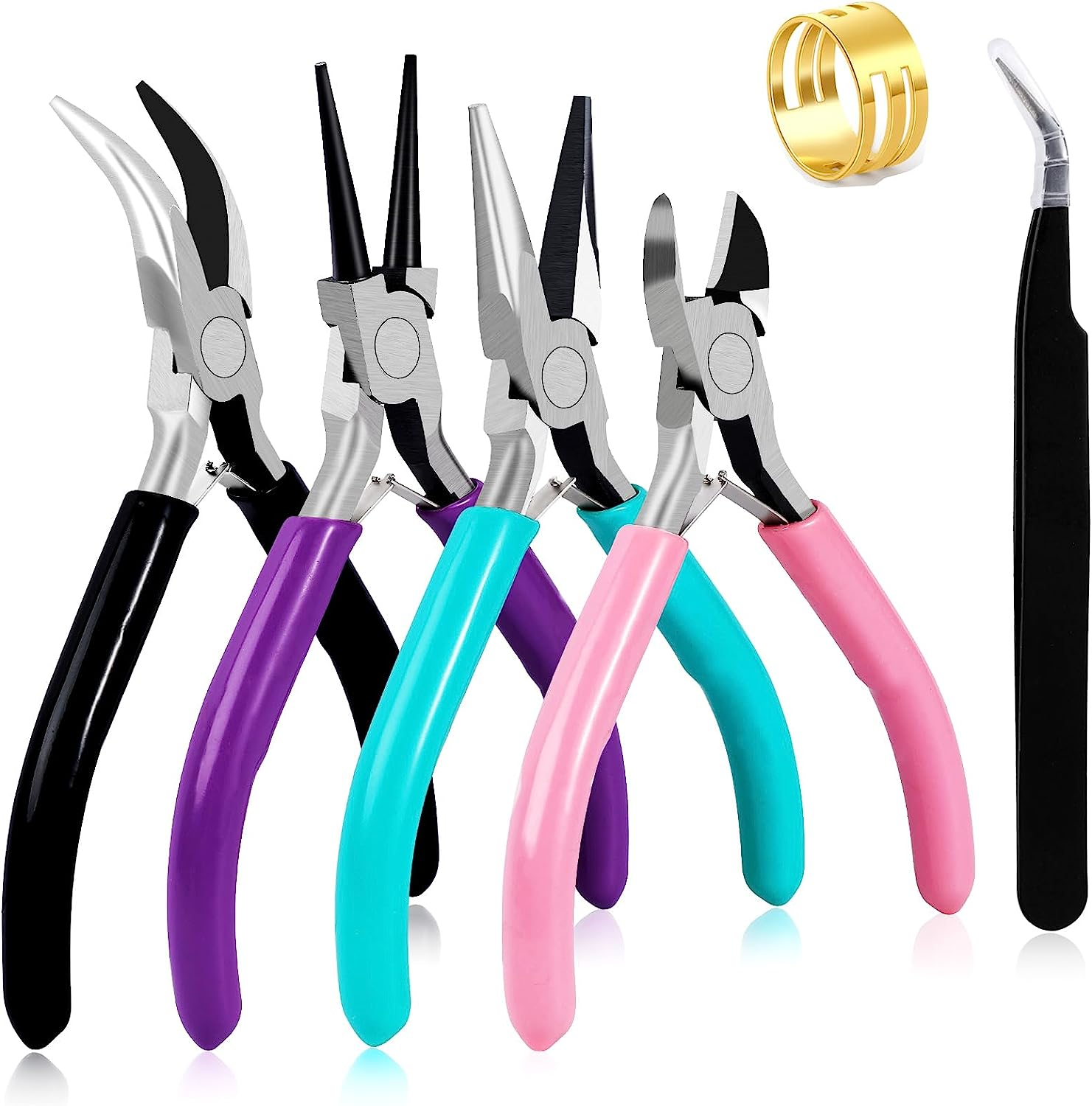 4Pcs Jewelry Pliers Set Jewelry Making Pliers Tools Kit Include Jewelry Making Needle Nose Chain Nose round Bent Pliers Wire Cutter for Bracelet Beading DIY Craft Jewelry Making Supplies image number 3
