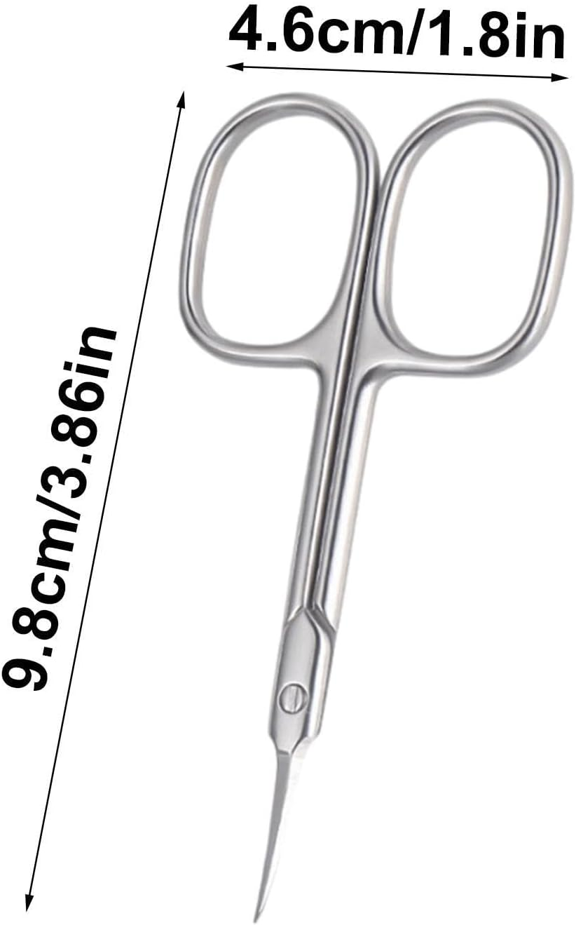 BUNIQ Stainless Steel Curved Eyebrow Scissors | Extra Fine Curved Eyebrow Scissors for Women | Beard/Nose Hair/Mustache/Eyelash Grooming Tool | Silver image number 6