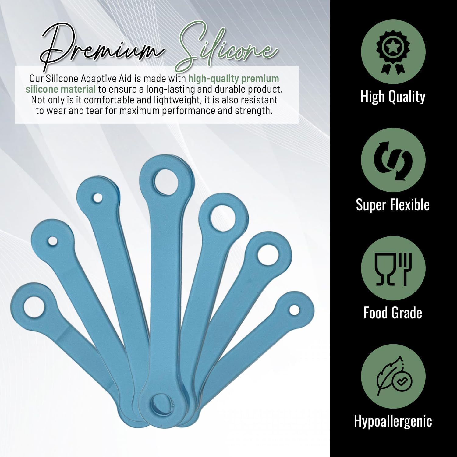 Adaptive Utensils for Seniors and Toddlers, Tools Grasping Items, Silicone Utensil Holder Adaptive Eating Aid Stroke Arthritis Limited Grip Universal Daily Living Special Needs or Disabled Infant to Child Aids Pediatric Occupational Therapy Supplies image number 6