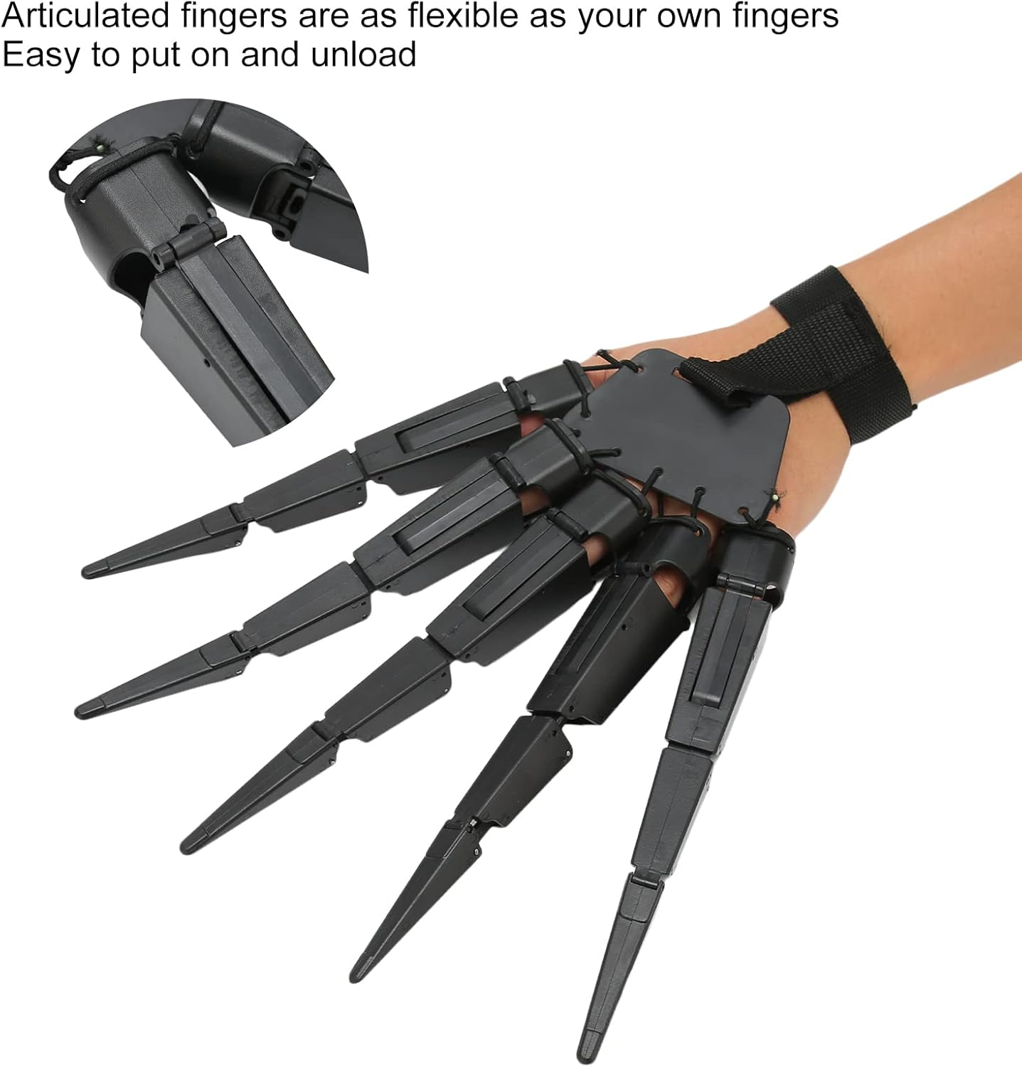 Halloween Articulated Finger Extension Toy, Wearable Flexible Scary Skeleton Hands Bone Claw, Witch Ghost Gloves Claws Extender Cosplay Props, Horrific Party Decoration(Left Hand) image number 6