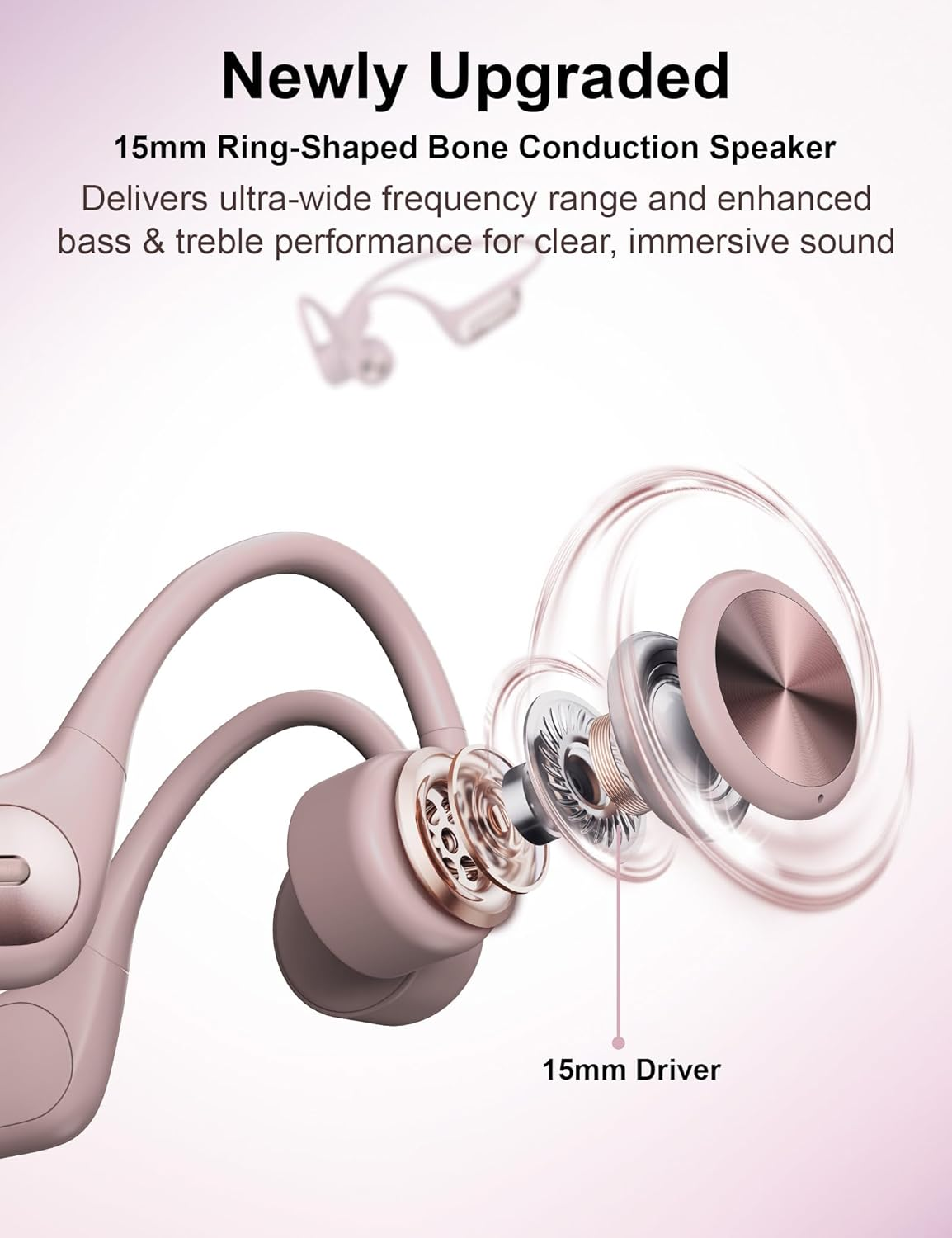 Bone Conduction Swimming Headphones, IP68 Waterproof Bone Conduction Headphones with MP3 Player 32G Memory Wireless Sport Earphones, Open Ear Headphone Built in Mic for Running, Swimming, Cycling image number 6