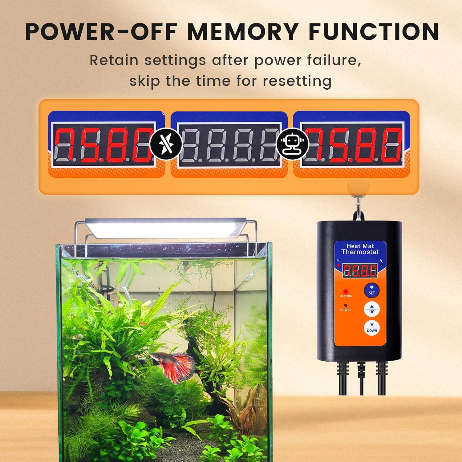 Lamptobe Digital Thermostat Controller, Heat Mat Thermostat Controller, Heating Cooling Mode, Reptile Thermostat Outlet for Aquarium, Carboy Homebrew, Breeding, Fermenter, Seed Germination image number 6