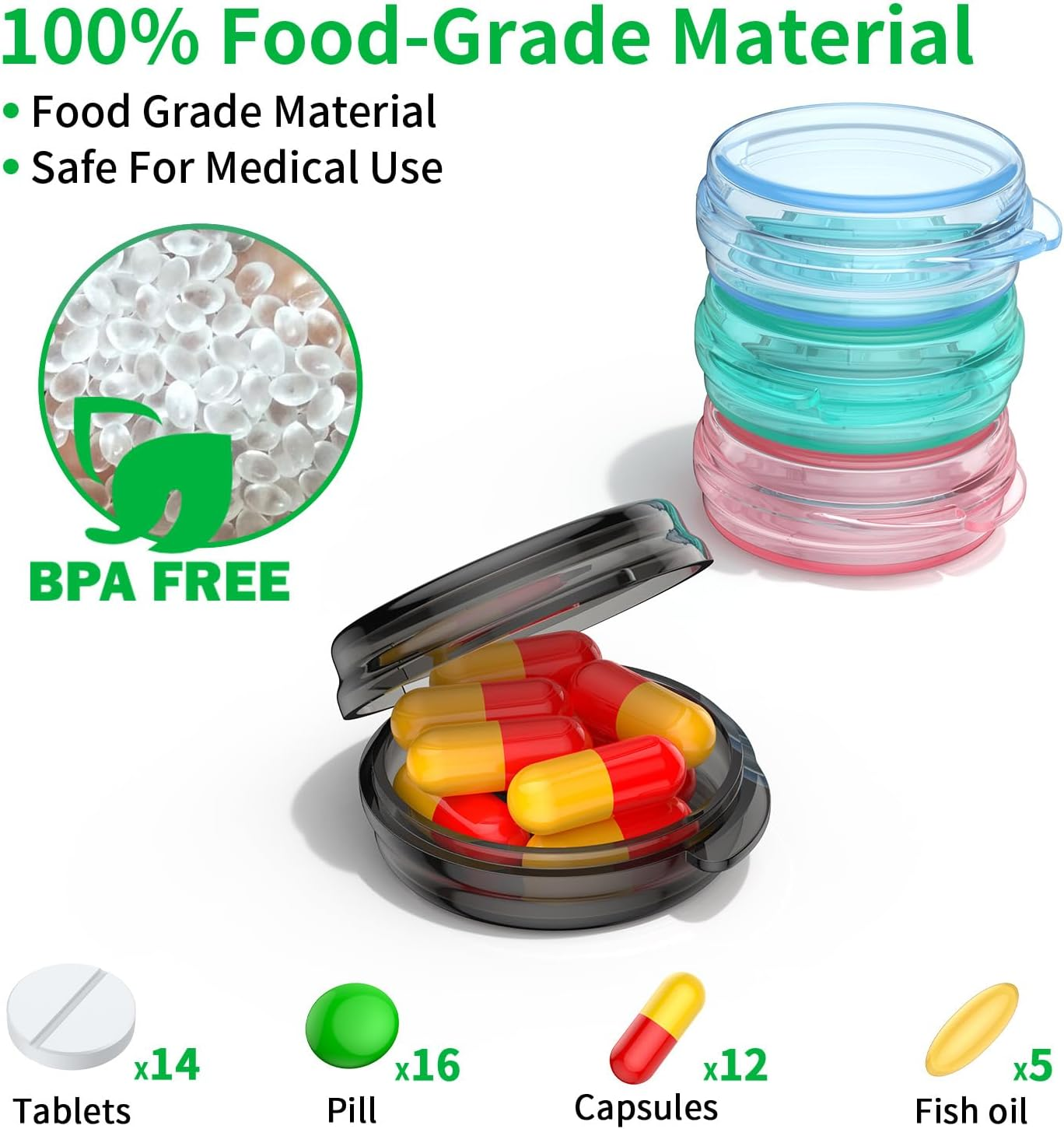 Small Pill Box, (4 Pack) Travel Pill Case Portable Daily Pill Organizer Mini Medicine Storage Container for Pocket Purse Cod Liver Oil Storage Box Earplug Case image number 4