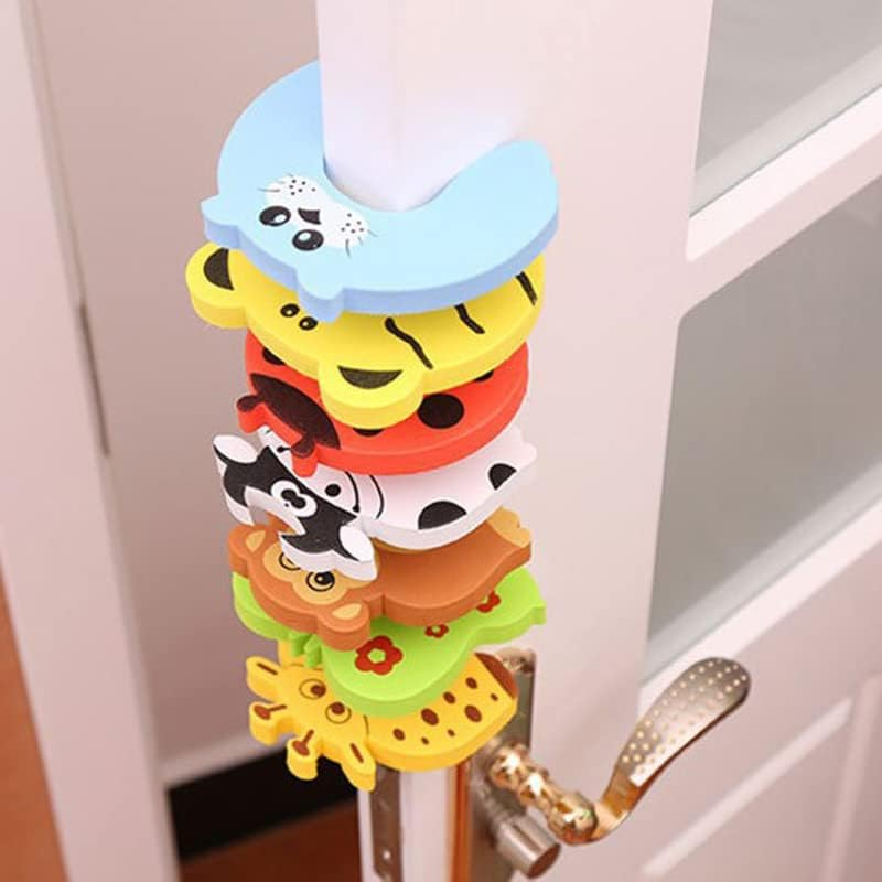 8Pcs Foam Door Stopper Baby Safety Door Stop Kids Safety Guard Finger Protector Cute Colorful Animal Foam Door Stopper for Home Kitchen Bedroom Security Cabinet Locks Door Clip image number 2