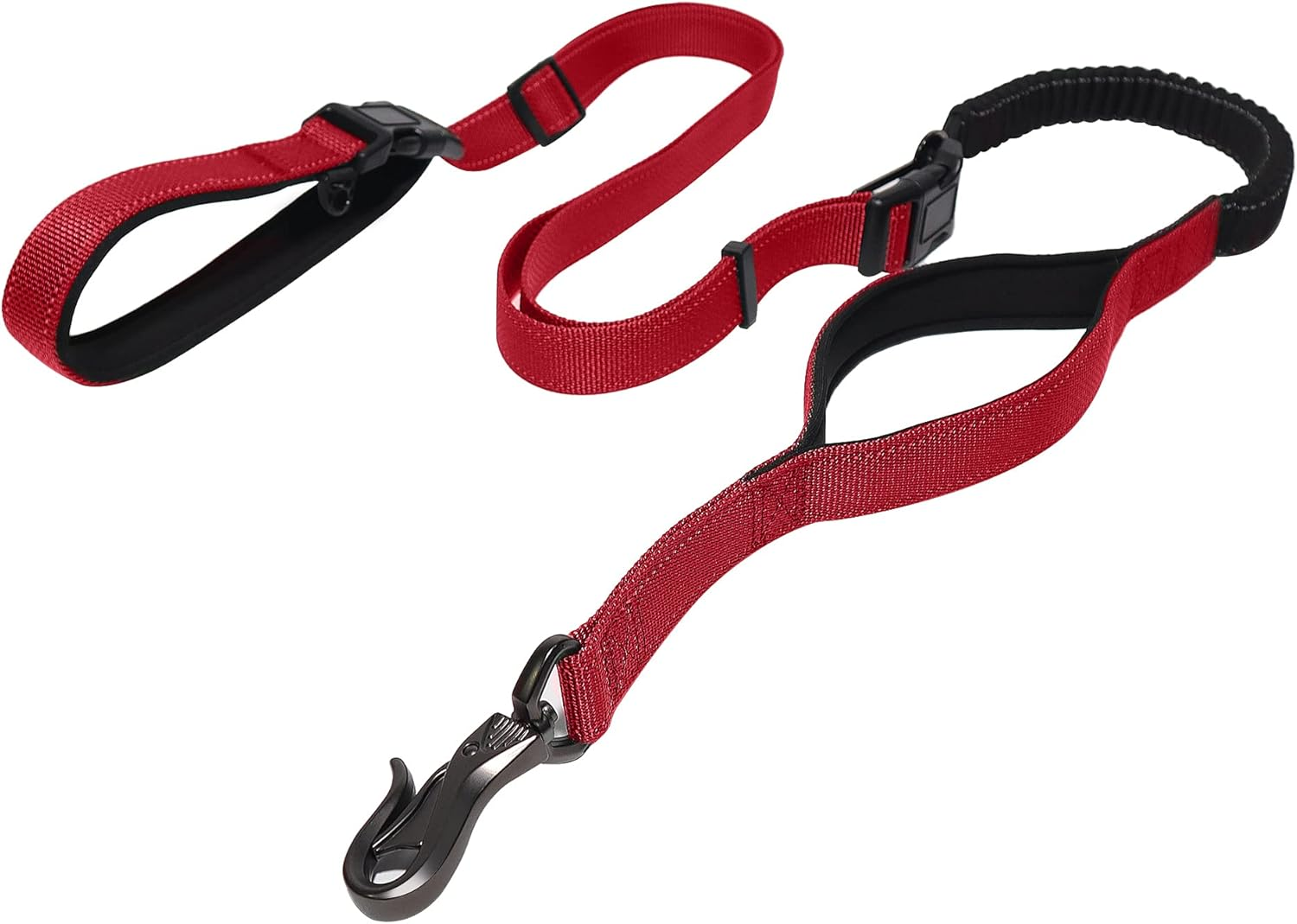 LOS ANDES Heavy Duty Dog Leash - 5-8 FT Walking Leash with Traffic Handle, Shock Absorbing Bungee, Reflective Lead for Medium & Large Dogs, Red