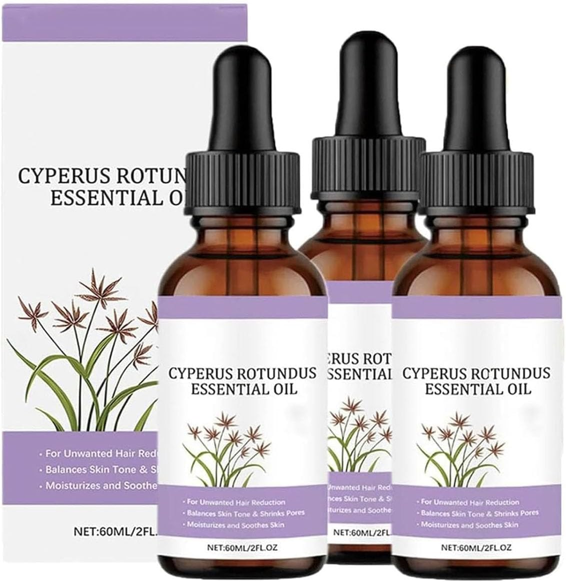 Glowoman - Cyperus Rotundus Oil, Natural Cyperus Rotundus Oil for Hair Removal, Reduces Unwanted Body Hair Growth, Soothing and Gentle, Shrink Pores, for All Skin Types (1Pc)